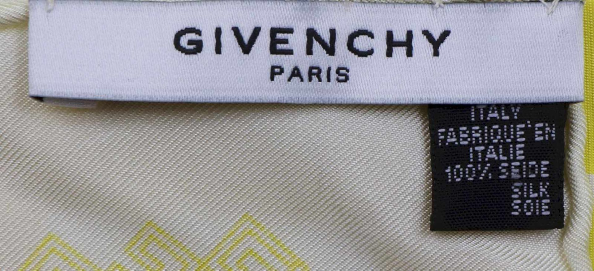 GIVENCHY Seidentuch Seide, gelbes Givenchy-Logodekor, ca. 90x90cm, guter Zustand - Image 2 of 3