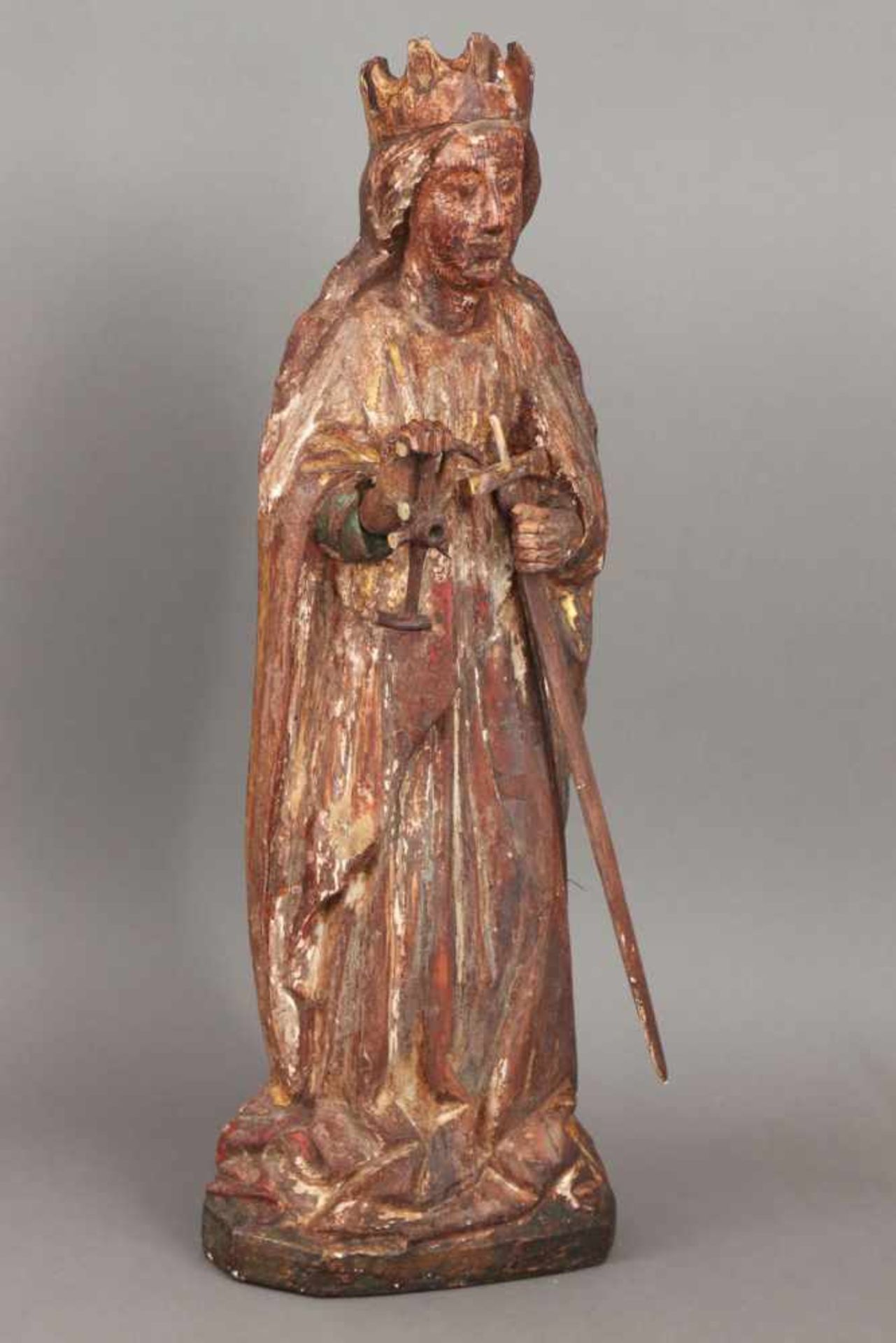 wohl gotische Holzschnitzfigur ¨Katharina von Alexandrien¨ vermutlich Polen, 16./17. Jahrhundert,
