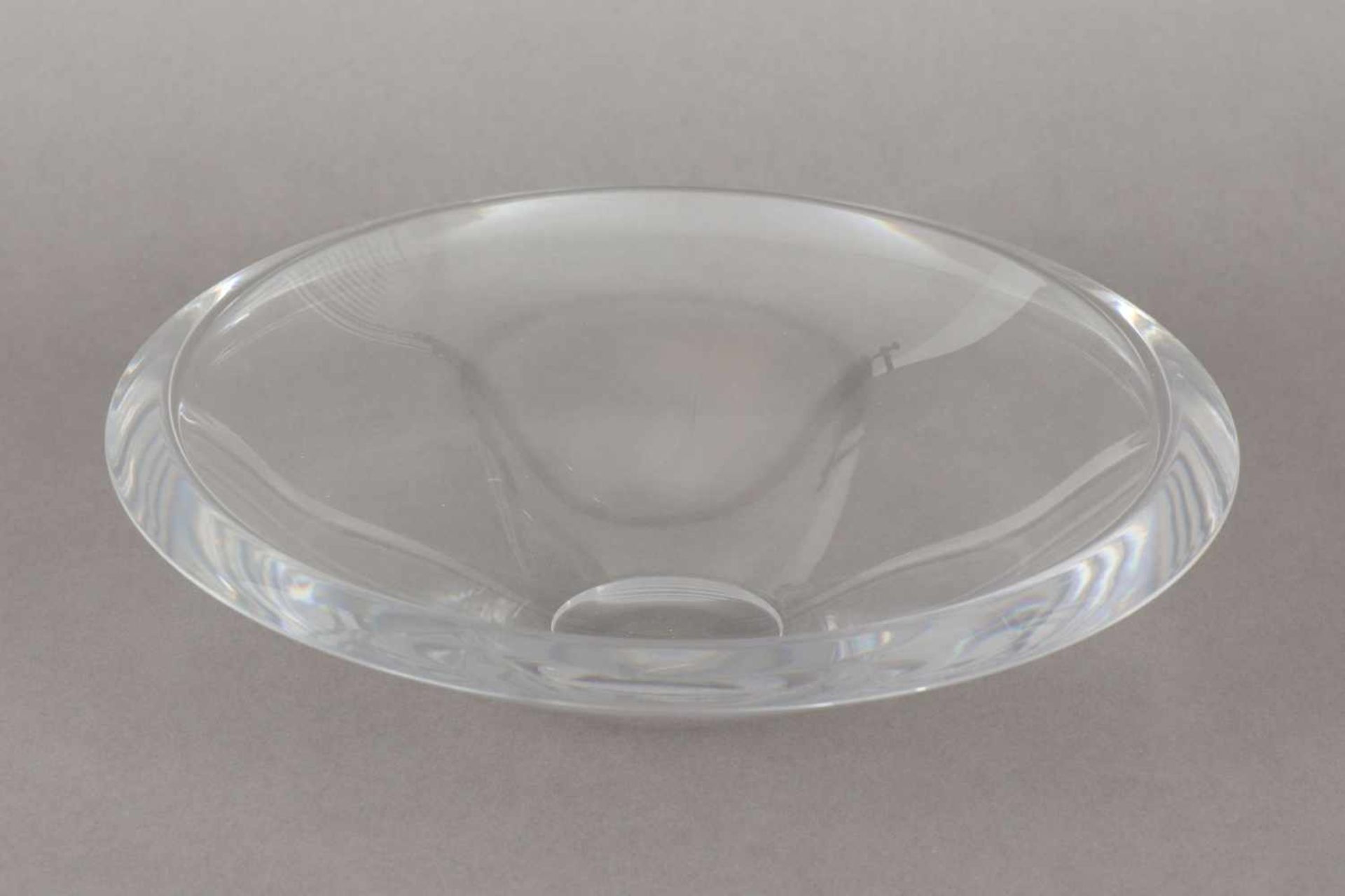 ORREFORS Kristallschale farbloses Glas, runde, vertiefte Schale, dickwandig, D ca. 30cm