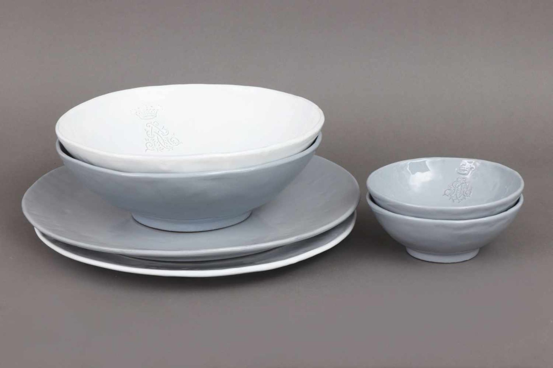 6 CASAGENT Keramikschalen und Teller runde, gemuldete Schalen, 2x groß (D 29cm), 2x klein (D 17cm), - Image 2 of 3