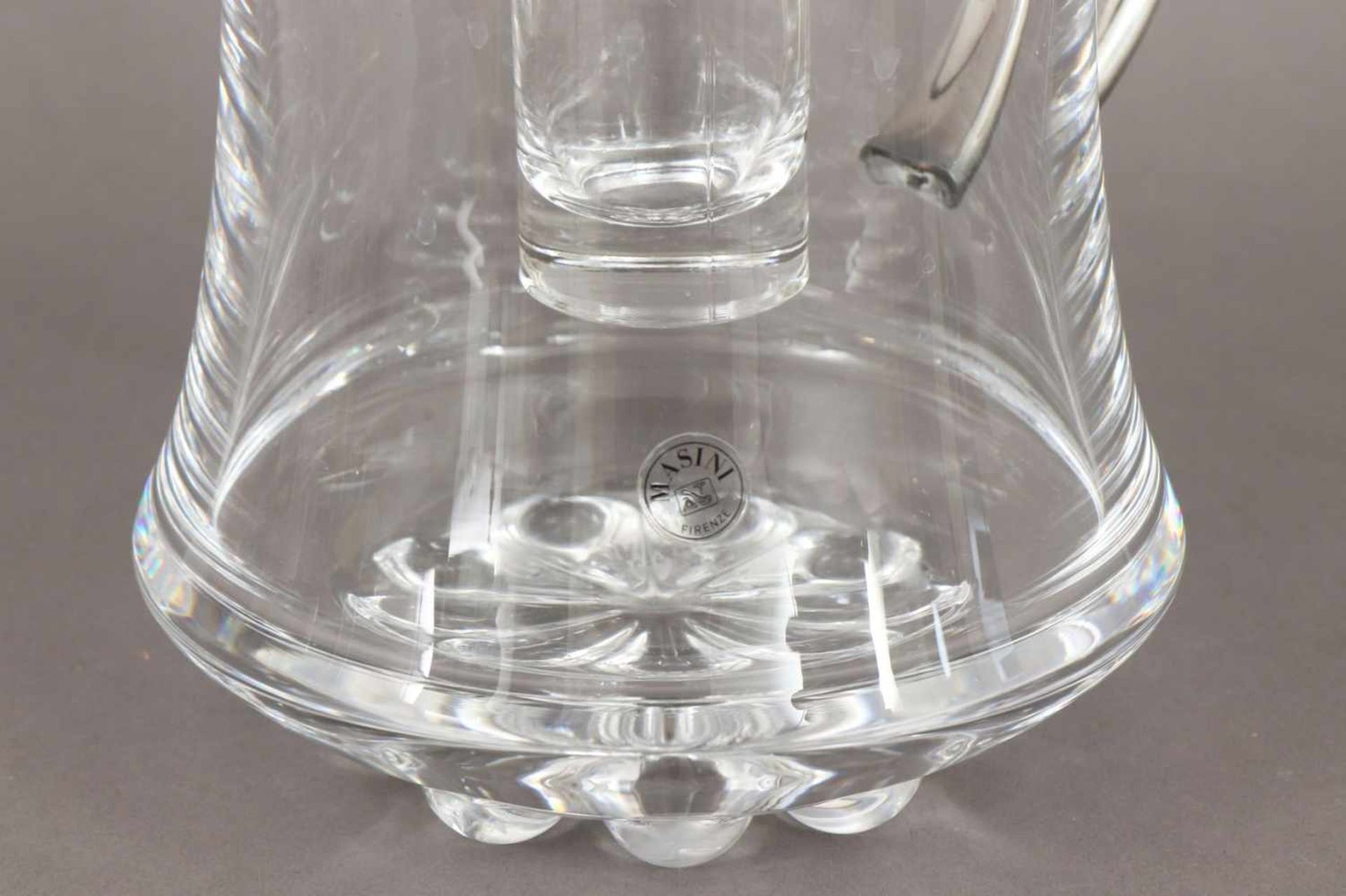 Schenkkrug, MASINI Firenze Kristall und versilbertes Metall, farbloser Glaszylinder mit Eis- - Bild 2 aus 2