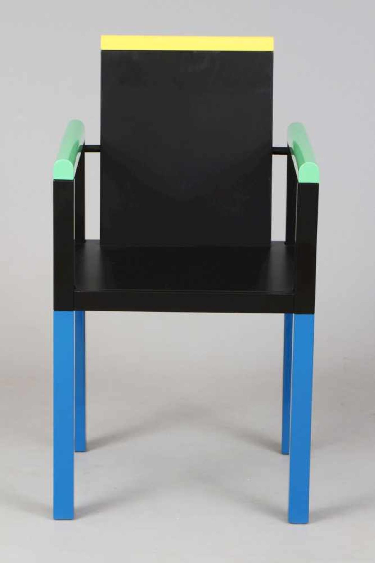 GEORGE JAMES SOWDEN (1942) ¨Palace Chair¨ für MEMPHIS (Milano) eckiger Rahmen Holz, farbig lackiert - Bild 2 aus 4