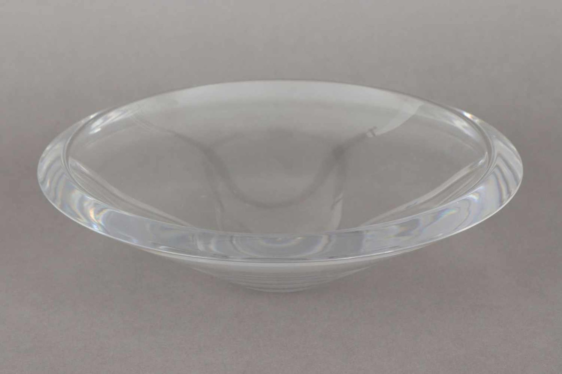ORREFORS Kristallschale farbloses Glas, runde, vertiefte Schale, dickwandig, D ca. 30cm - Bild 2 aus 3