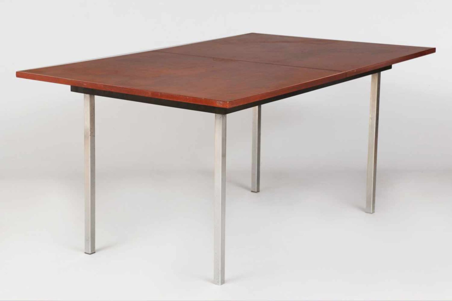 ALFRED HENDRICKX für Bel-Form Esszimmer-Tisch, Belgien um 1960/70, eckige, ausziehbare Platte mit 1