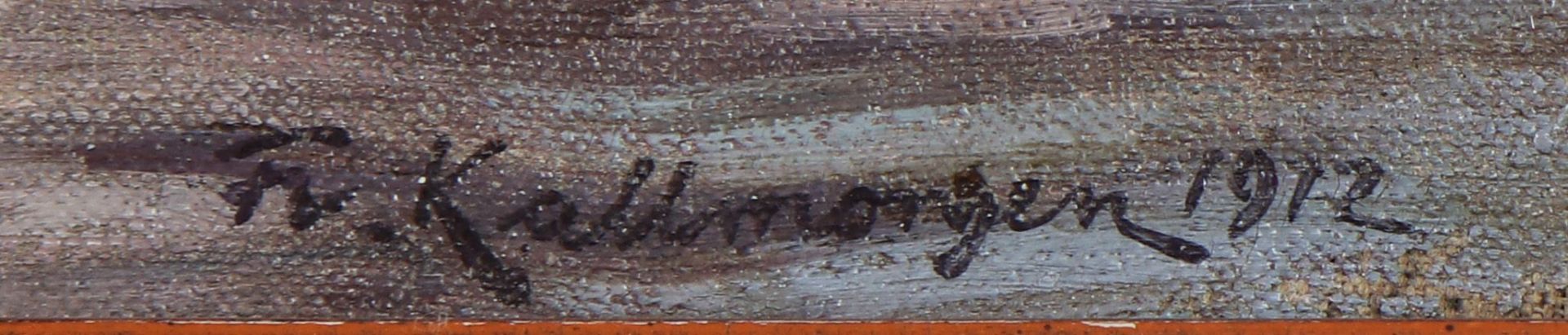 FRIEDRICH KALLMORGEN (1856 Altona - 1924 Grötzingen) Öl auf Leinwand, ¨Gletschersee auf Spit - Image 2 of 3