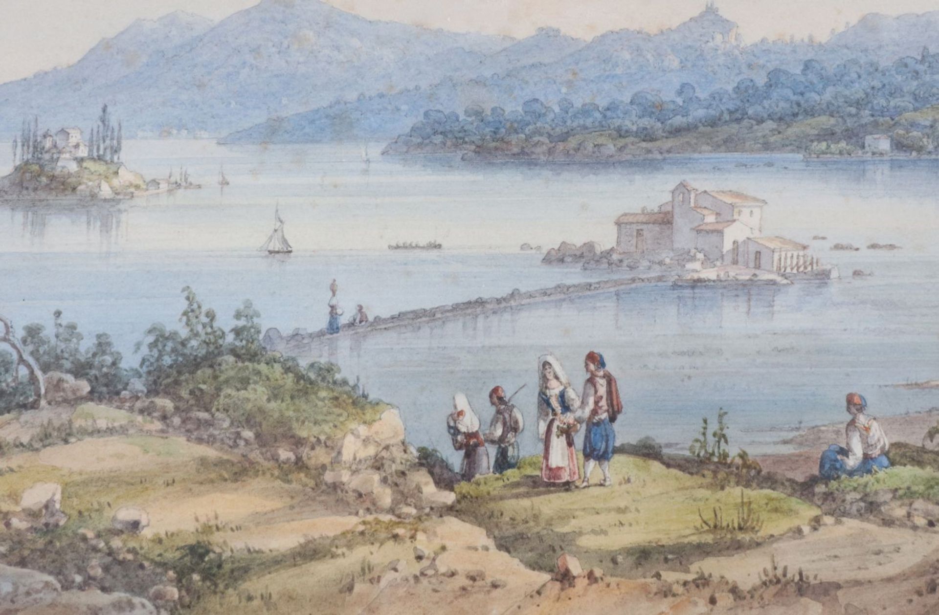 JOSEPH SCHRANZ (1803 Port Mahon/Minorca - 1853)Aquarellzeichnung auf Papier, ¨Korfu (Blick von - Image 2 of 3