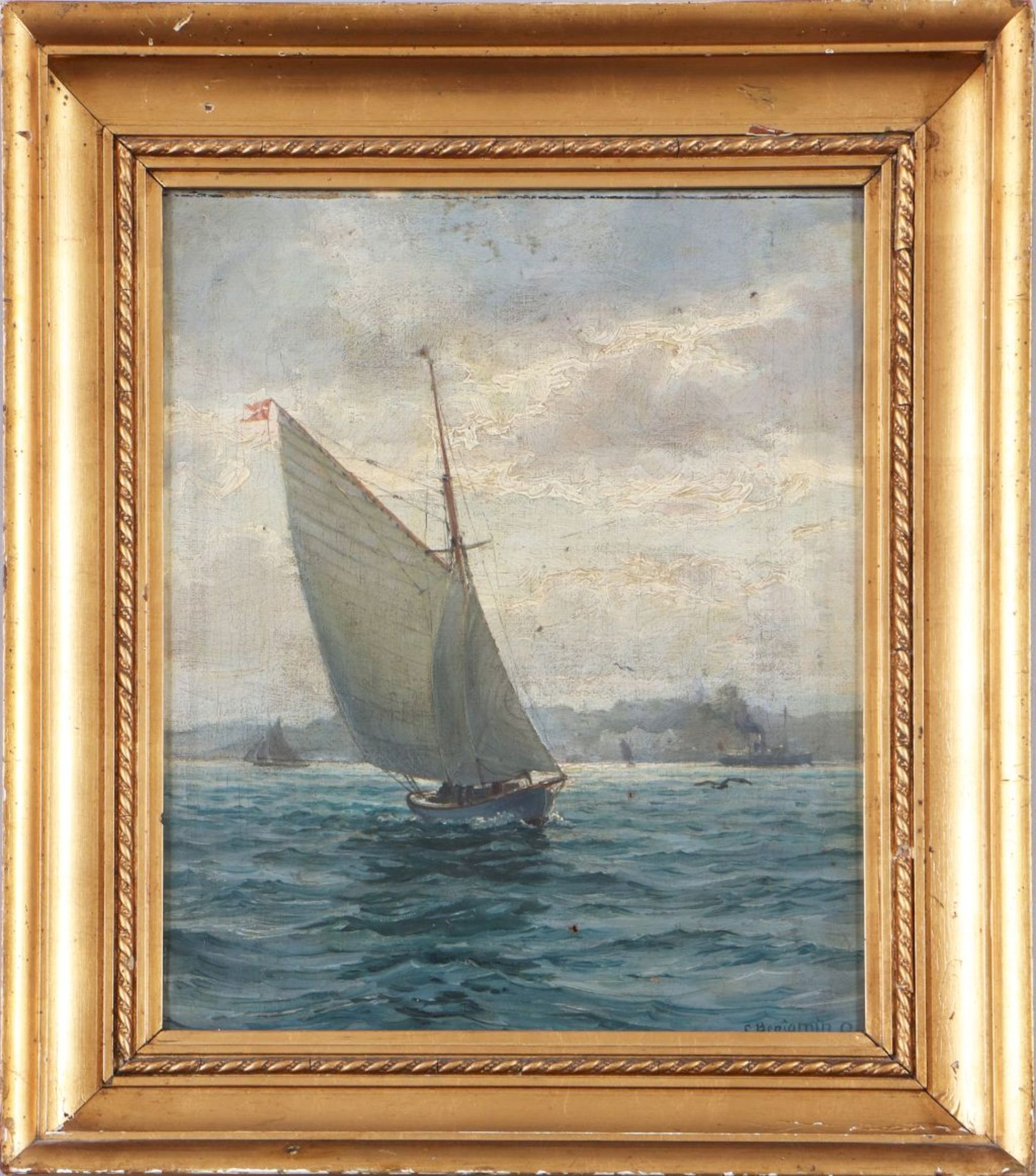 CHRISTIAN BENJAMIN-OLSEN (1873 Odense - 1935 Frederiksberg)Öl auf Leinwand, ¨Küstensegler, D