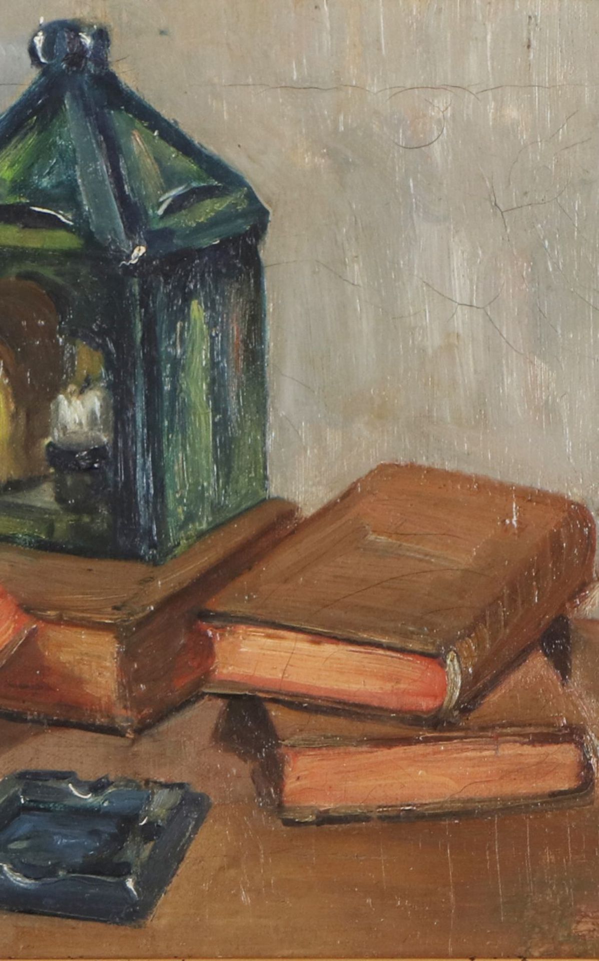 OTTO KAULE (1870 Thiendorf - 1948 Bardowiek)Öl auf Leinwand, ¨Stillleben mit Büchern, Latern - Image 2 of 3