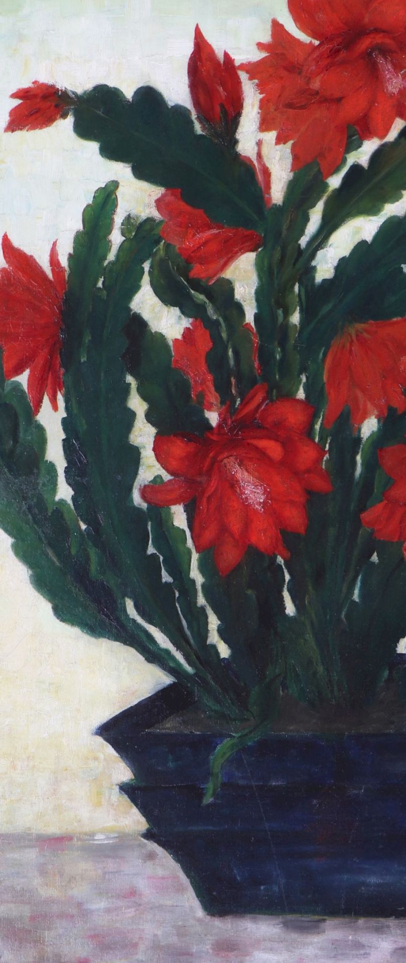 UNBEKANNTER KÜNSTLERÖl auf Leinwand, ¨Blühendes Kaktusgewächs in Blumentopf¨, unten recht - Image 2 of 3