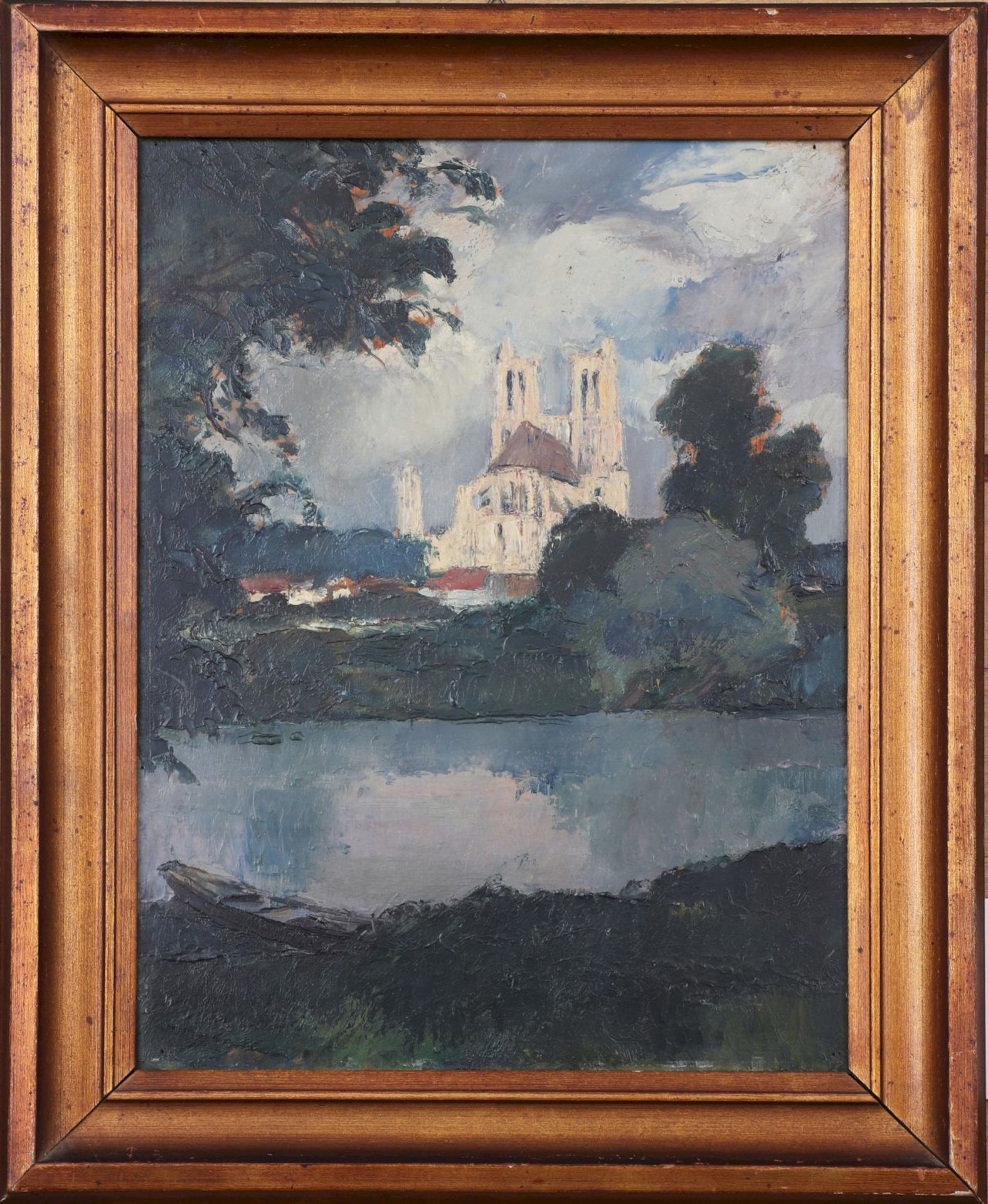 PIERRE LANGLADE (1907 La Rochelle/Frankreich - 1972 ebenda)Öl auf Holz, ¨Notre Dame de Mantes