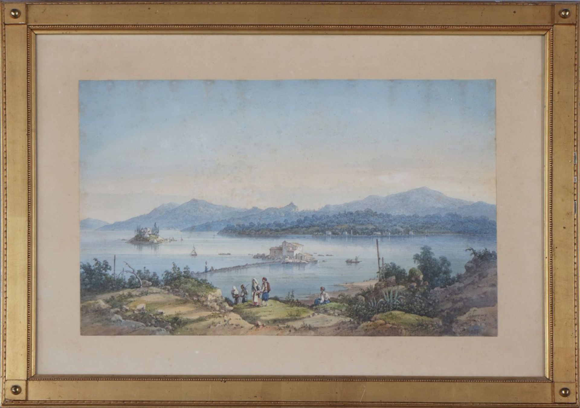 JOSEPH SCHRANZ (1803 Port Mahon/Minorca - 1853)Aquarellzeichnung auf Papier, ¨Korfu (Blick von