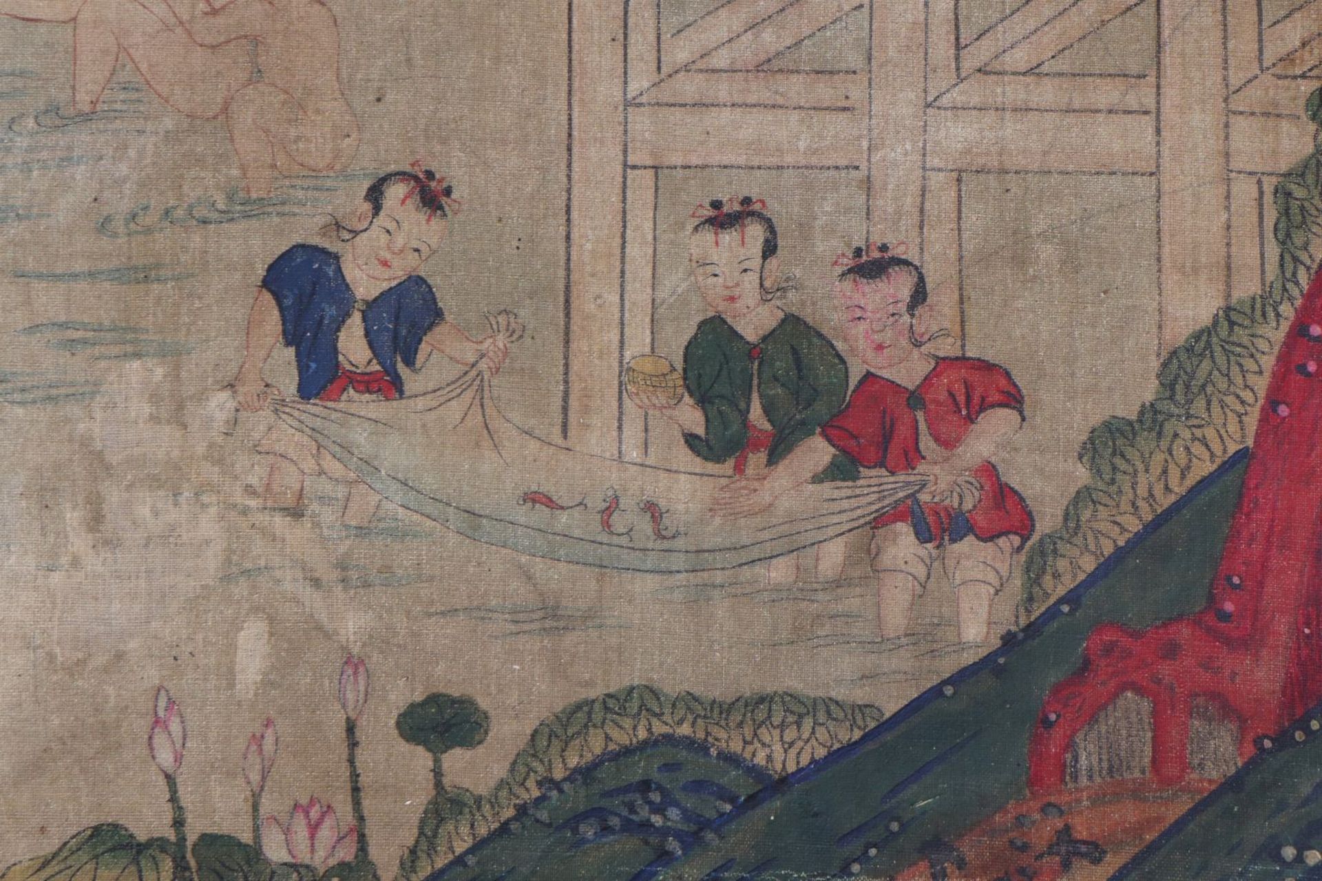 10 chinesische Tuschezeichnungen auf Seide Qing Dynastie (1644-1912, hier 19. Jahrhundert), ¨< - Bild 2 aus 2