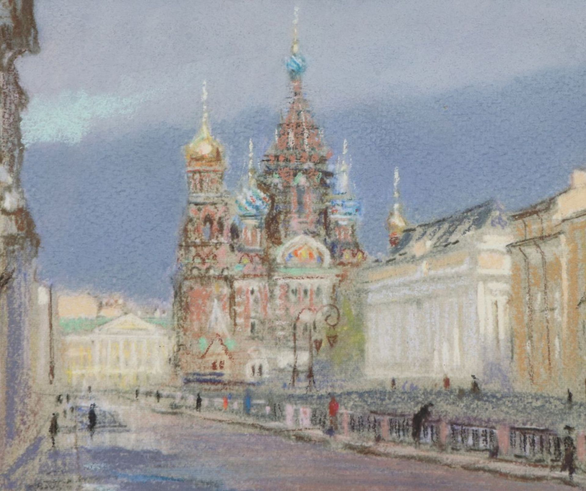 UNBEKANNTER (russischer) KÜNSTLERPastellkreide auf Papier, ¨Ansicht von Sankt Petersburg mit< - Image 2 of 3