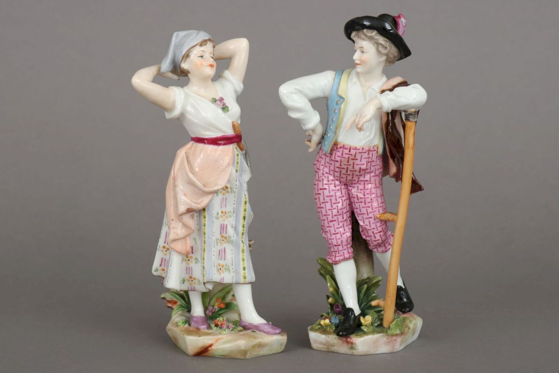 Paar SCHIERHOLZ/PLAUE Porzellanfiguren ¨Schäfer und Bäuerin¨