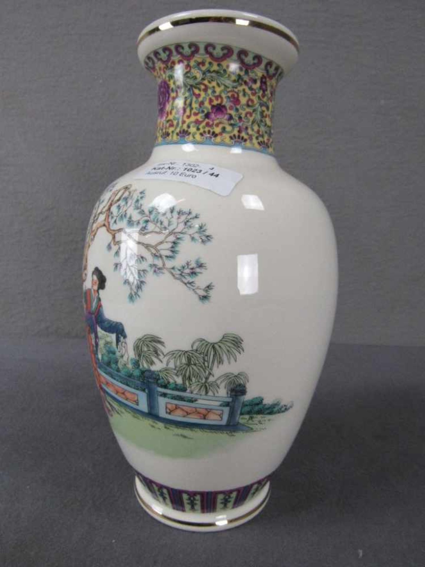 Vase asiatisch Keramik 26cm hoch gemarkt - Bild 3 aus 4