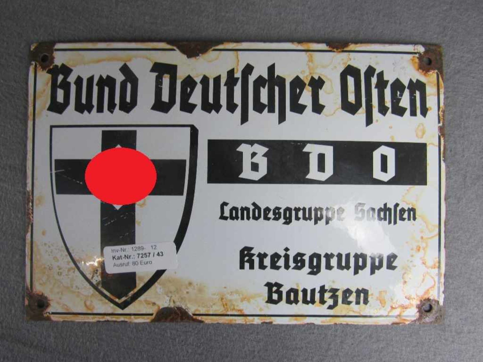 Emailleschild BDO Ortsgruppe Sachsen 30x20cm