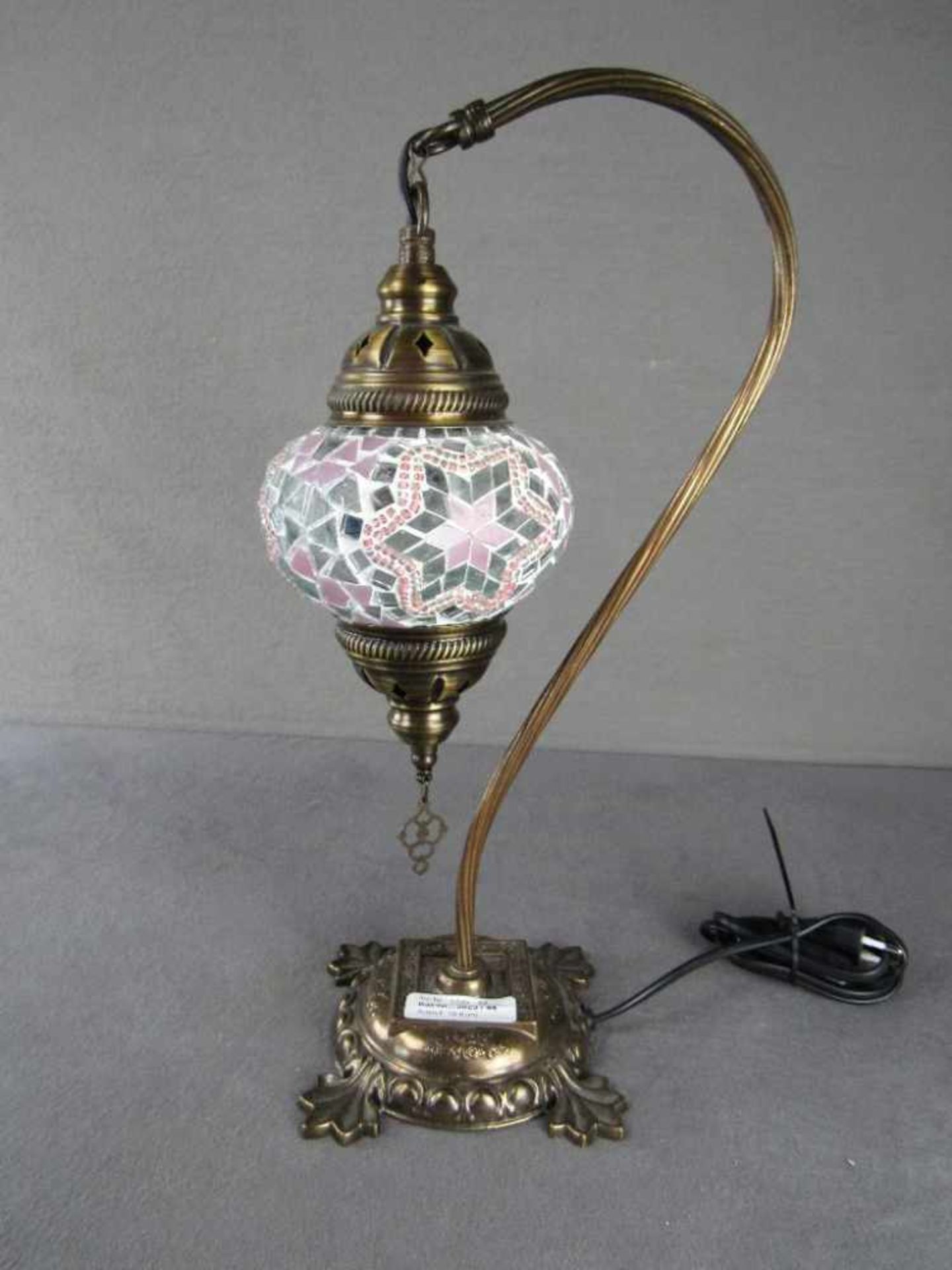 Kleine Tischlampe im orientalischem Stil Messing 43cm hoch