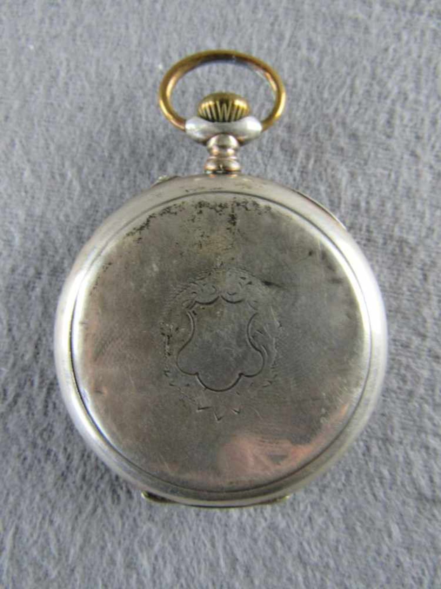 Antike Taschenuhr läuft an Silber< - Bild 2 aus 4