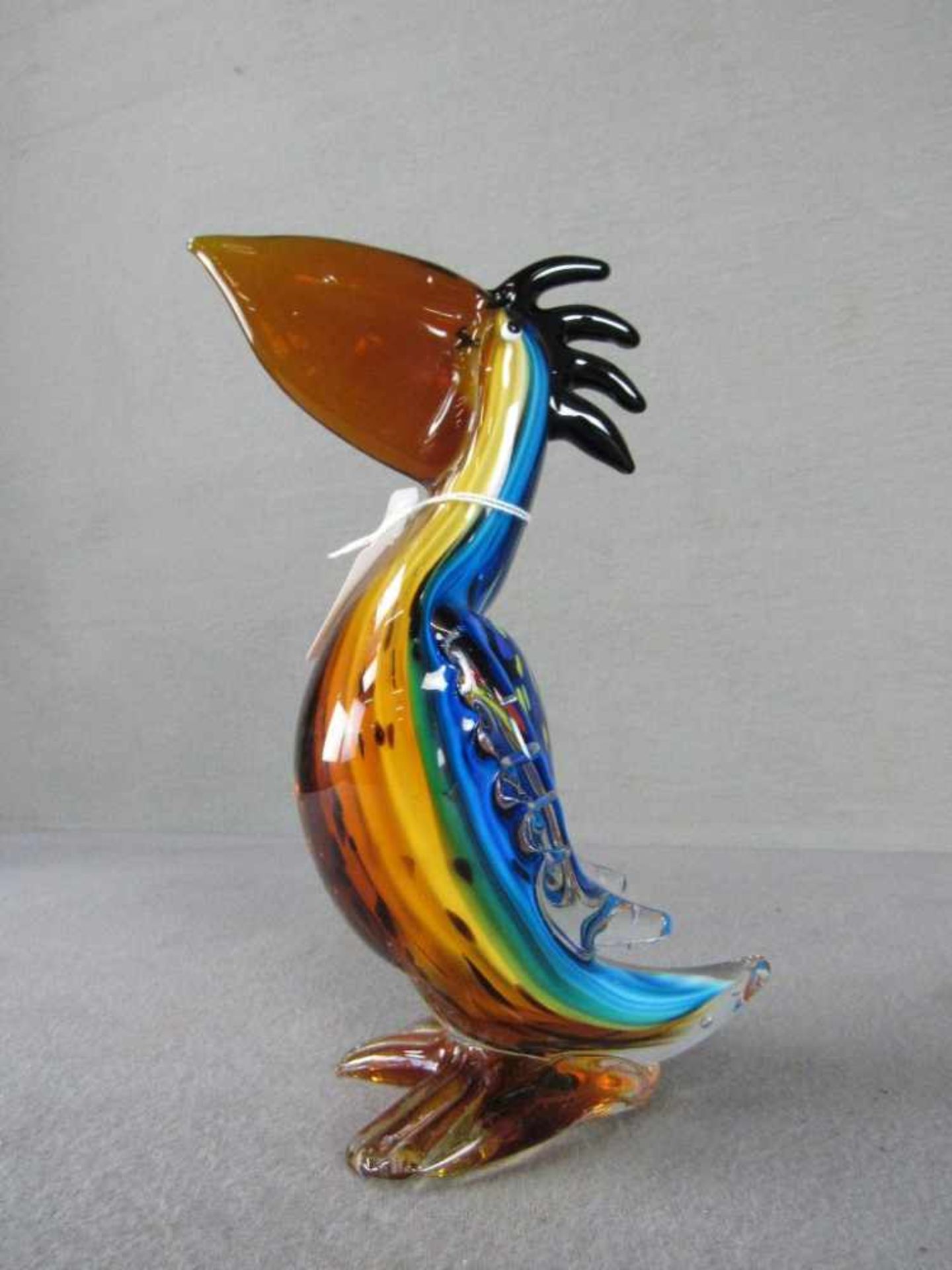 Glasskulptur farbenfroh Pelikan evtl Murano 25,5 cm hoch - Bild 5 aus 5