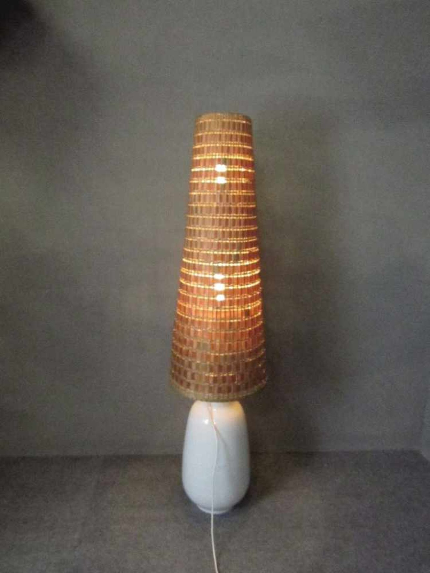 Space Age 60er Jahre Bodenlampe Hutschenreuther Bastschirm Höhe Porzellankörper 62cm<b - Bild 2 aus 5