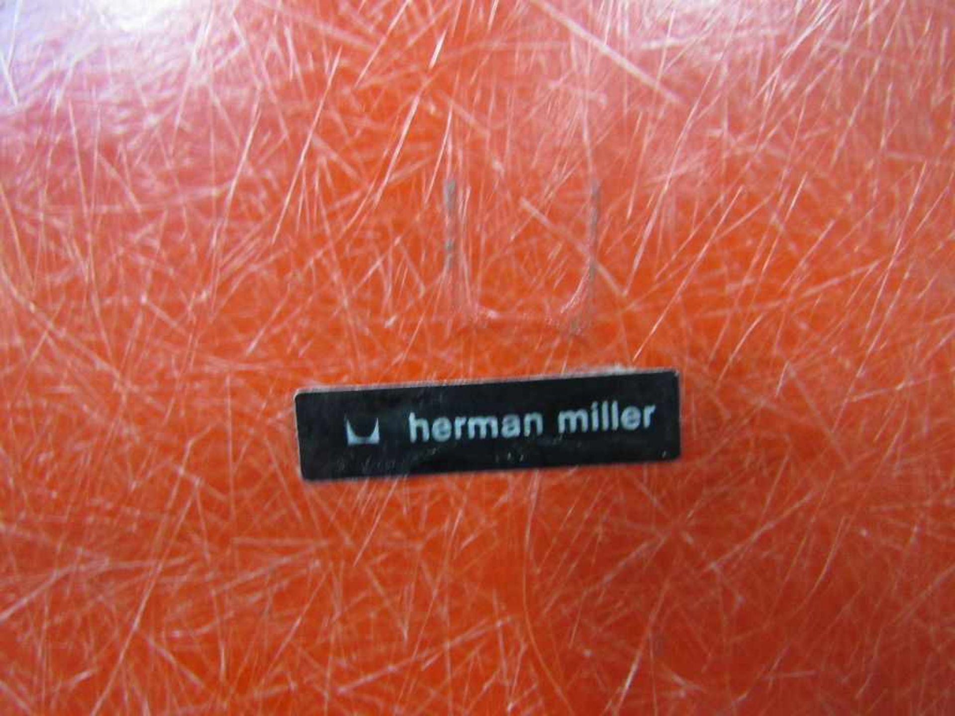 Designerstuhl Eams Side Chair Hermann Miller auf La Fonda Base original 60er Jahre rotes Fiberglas - Bild 8 aus 8
