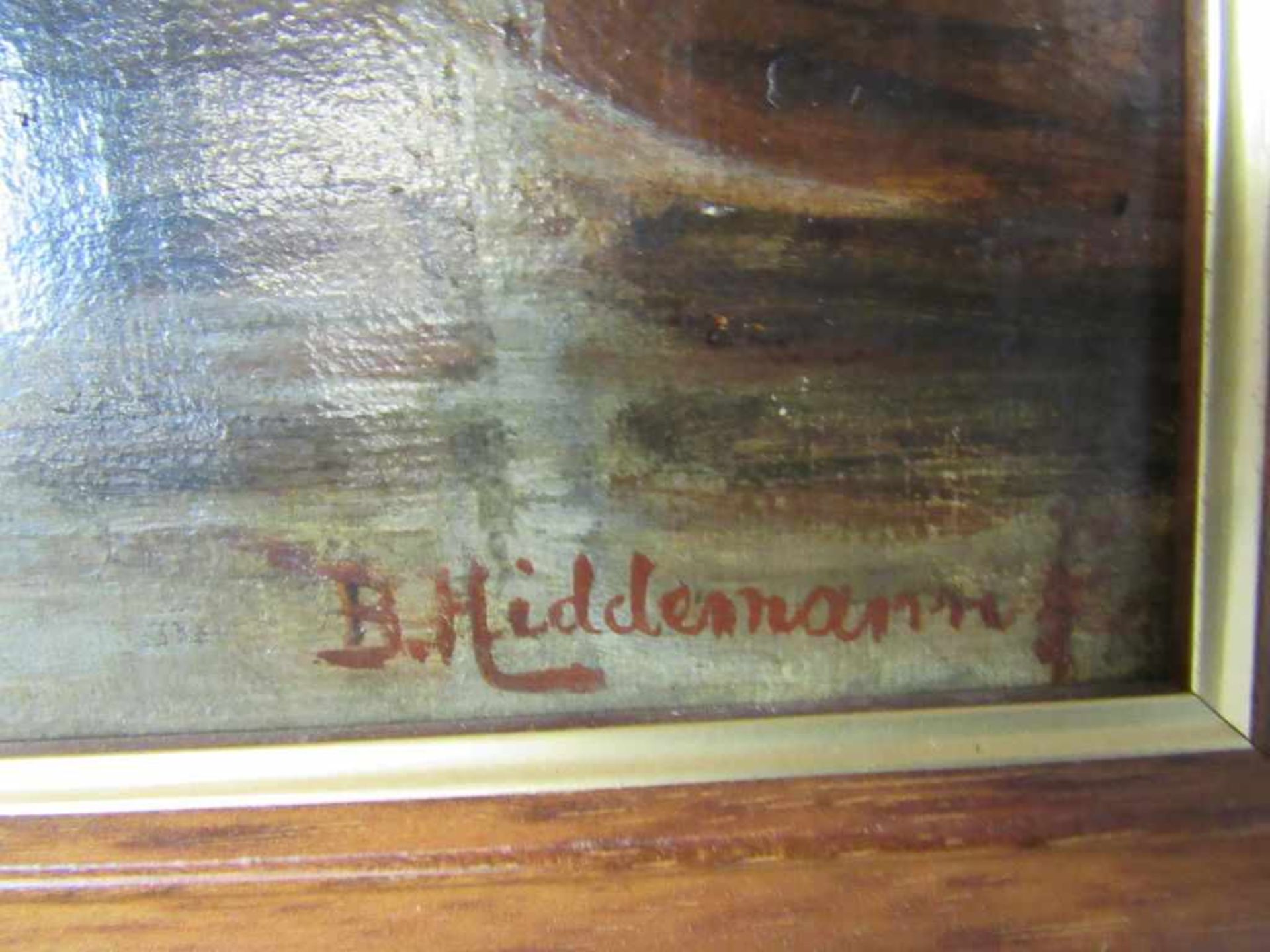 Ölgemälde Öl auf Leinwand Stadtansicht signiert Hidermann oder ähnlich 64x75cm<br - Bild 3 aus 4