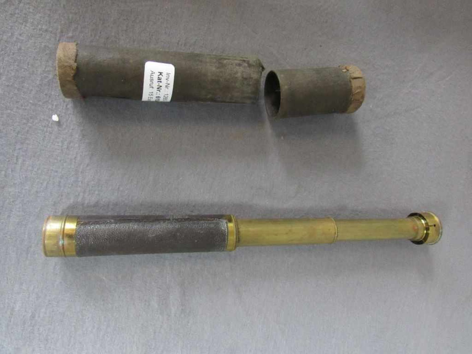 Antikes Fernrohr in Leinenköcher Gesamtlänge: 15cm<b
