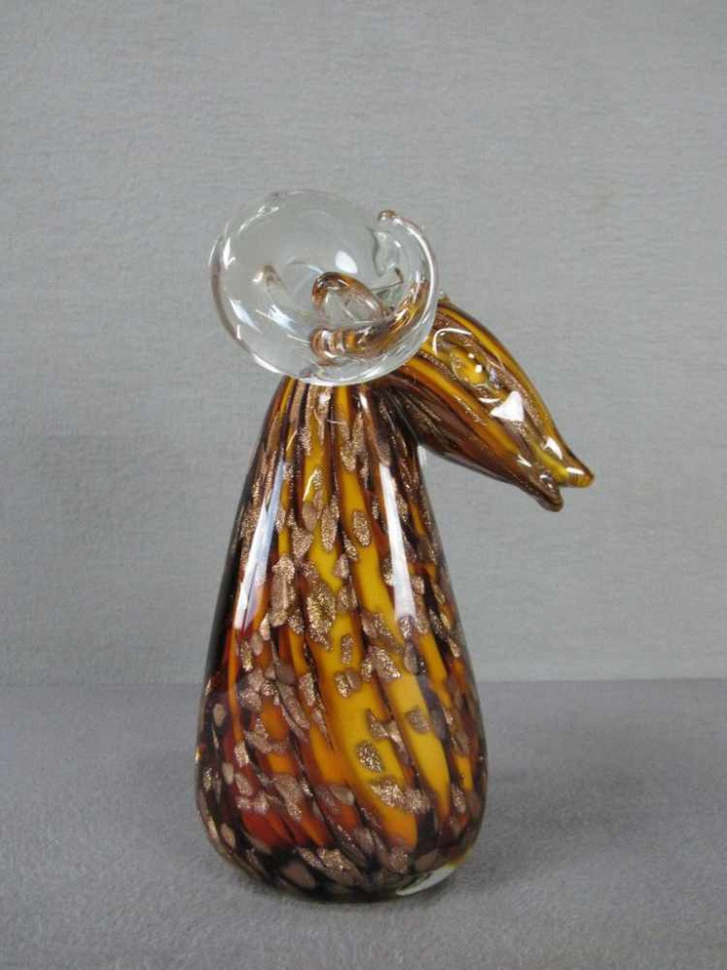 Glasskulptur Goldflitter Steinbock 24cm hoch