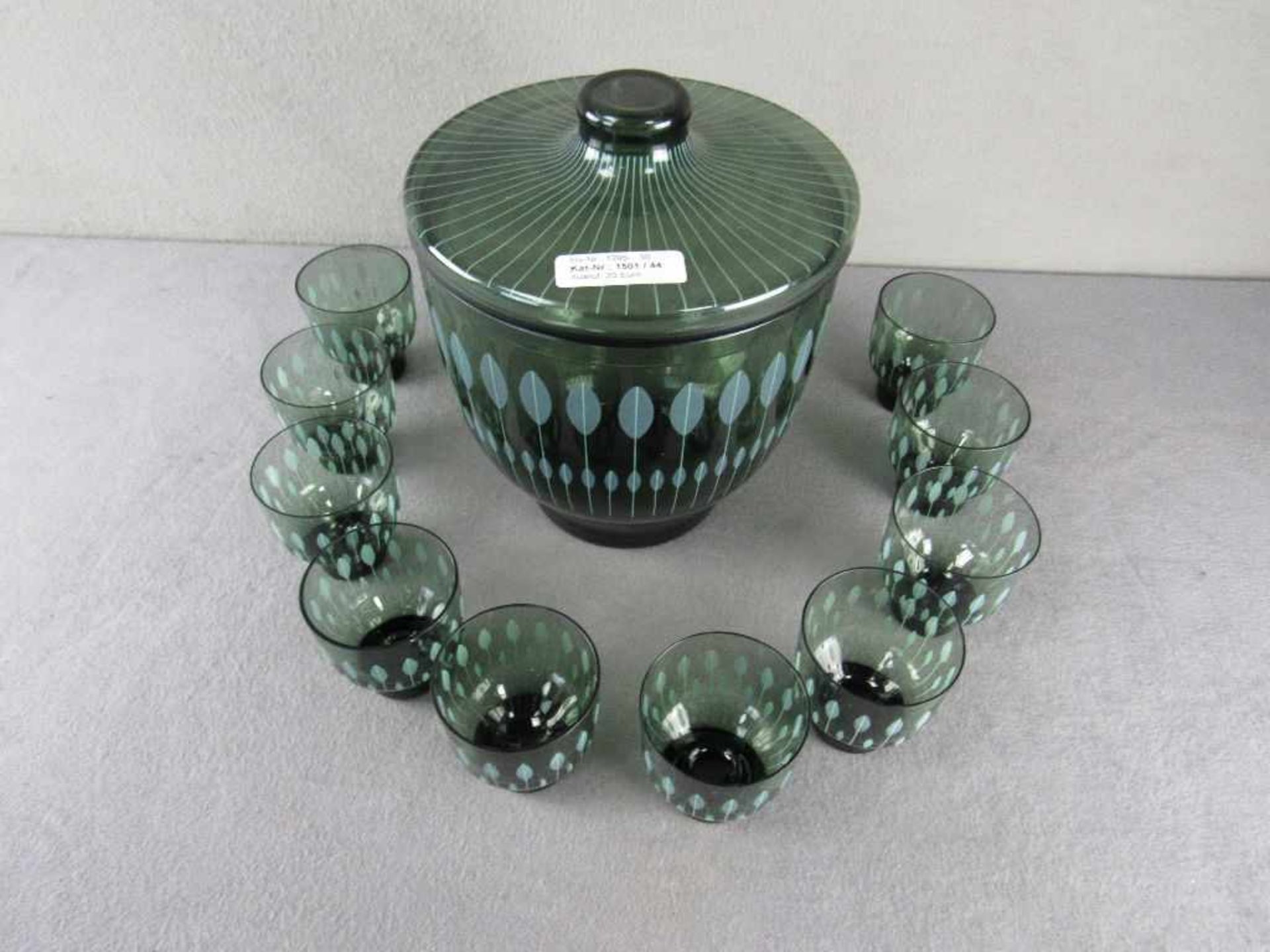 Art Deco Glasbowleset 10 Personen