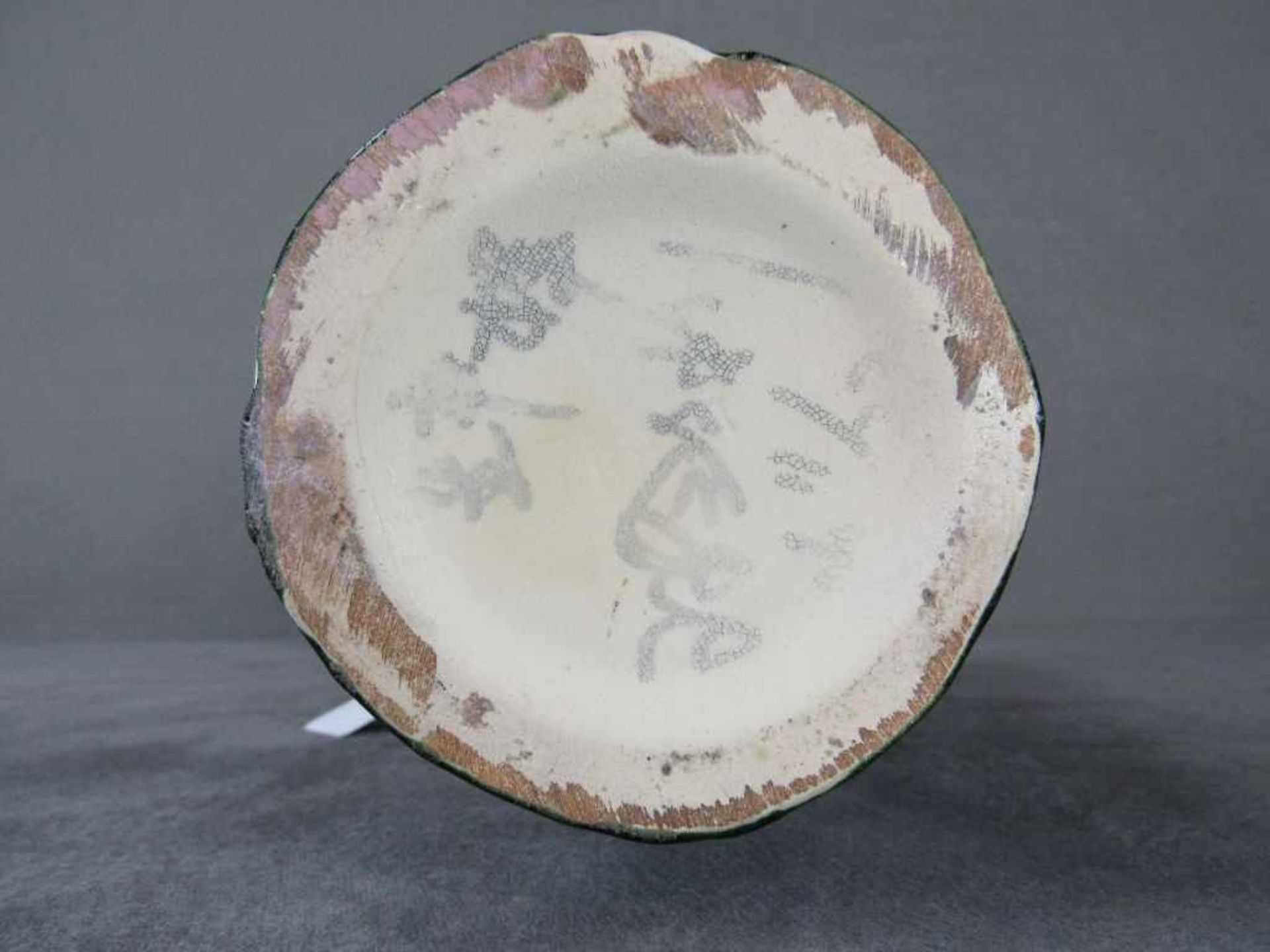 Schöne Keramikvase in Jugendstil Manier zweidimensional lasierte Keramik Höhe:37cm<b - Bild 4 aus 5