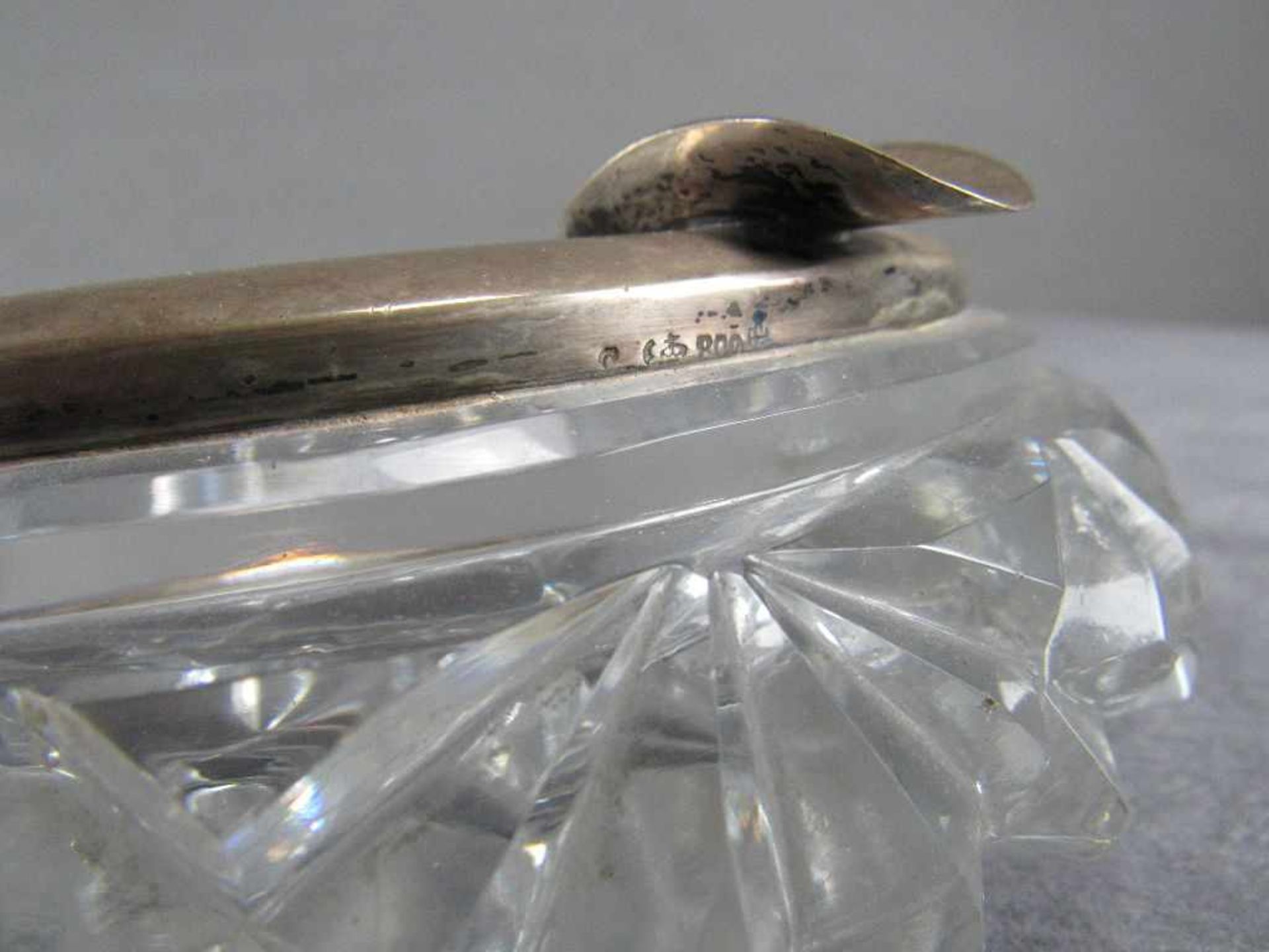 Kristallaschenbecher 20er Jahre Durchmesser 15cm 800er Silbermontur - Bild 3 aus 3