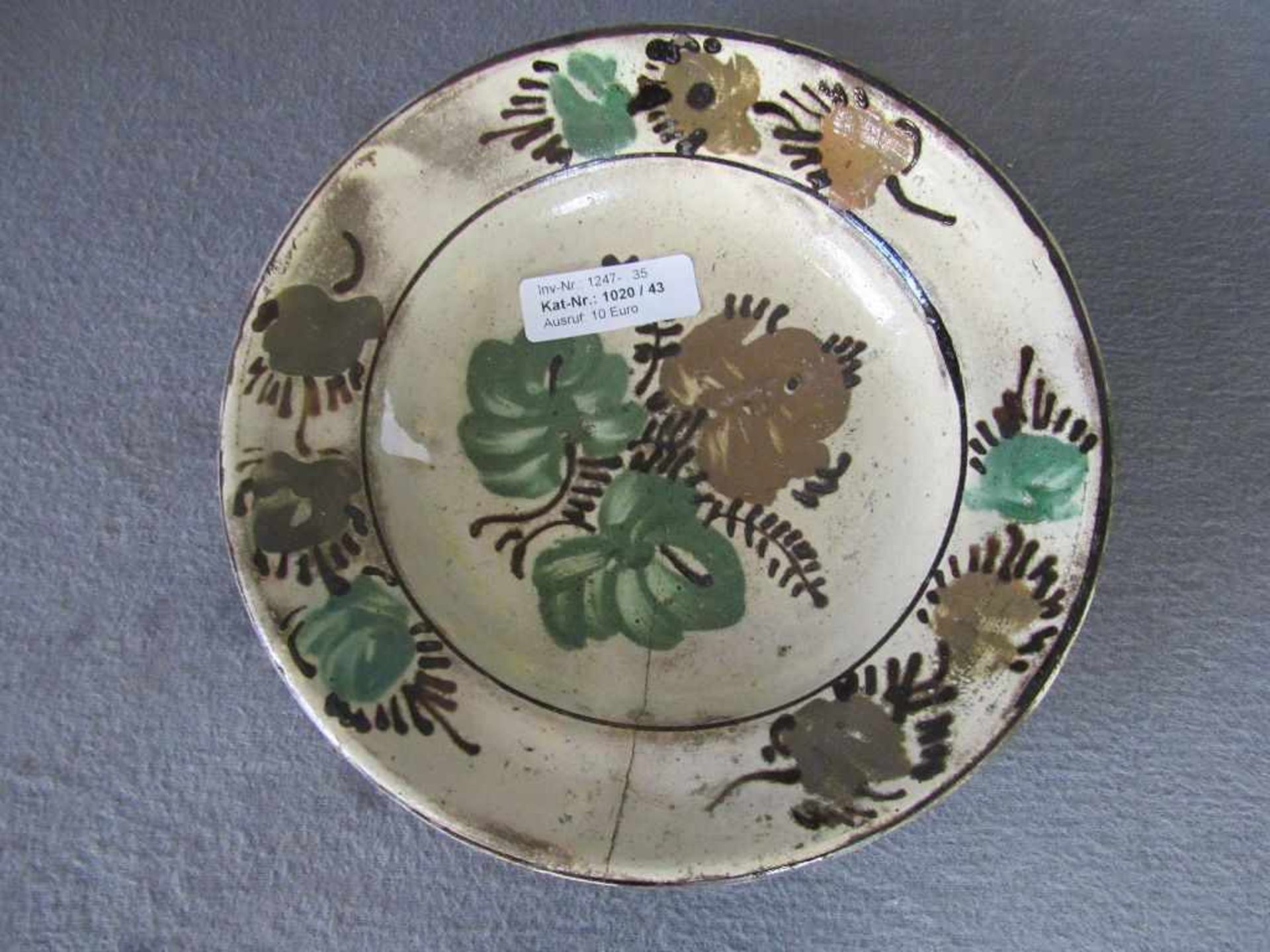 Antiker Teller Keramik Haarriss Durchmesser 22cm