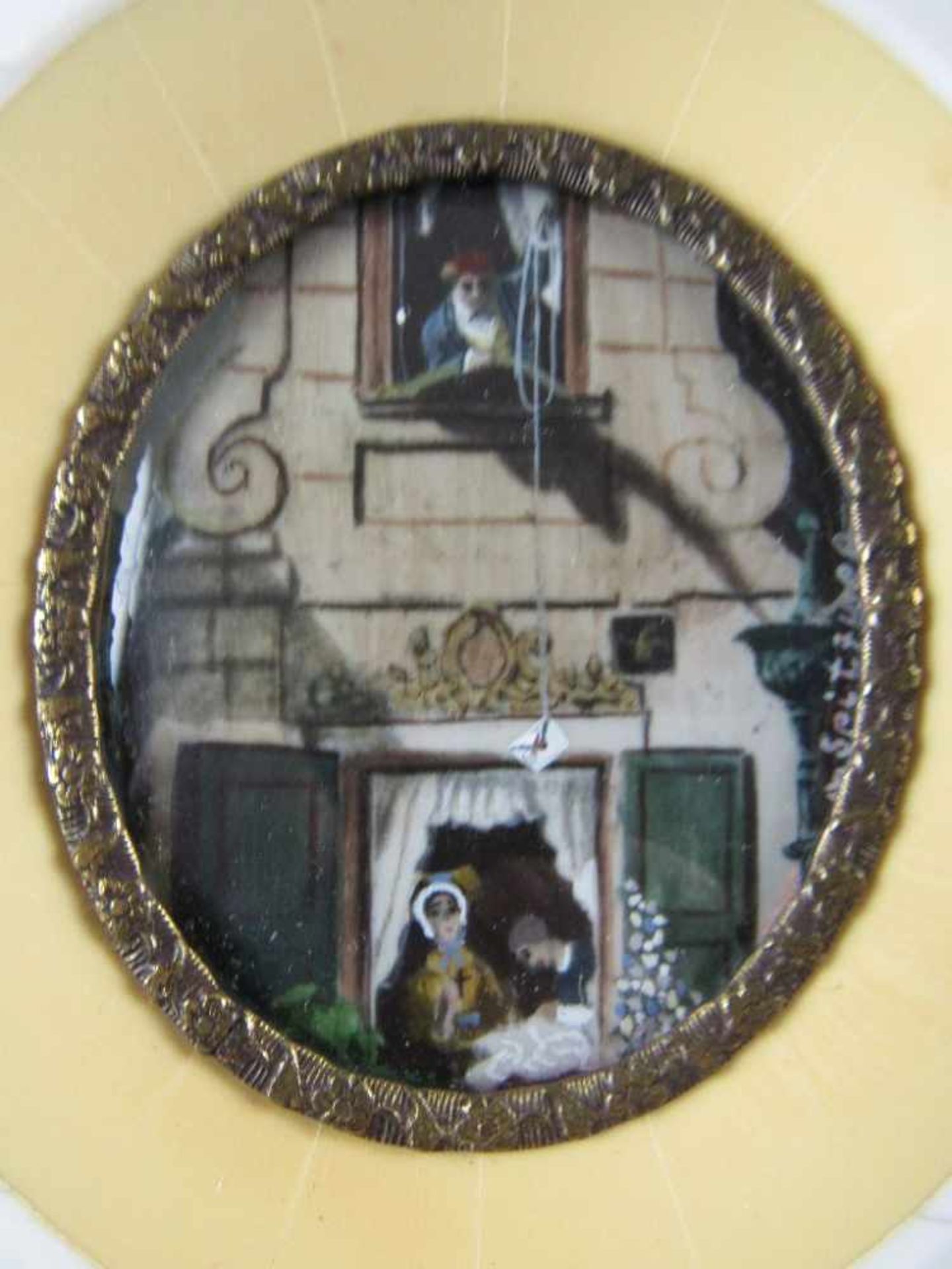 Zwei Miniaturbilder in Bein ca.11x10cm - Bild 2 aus 7