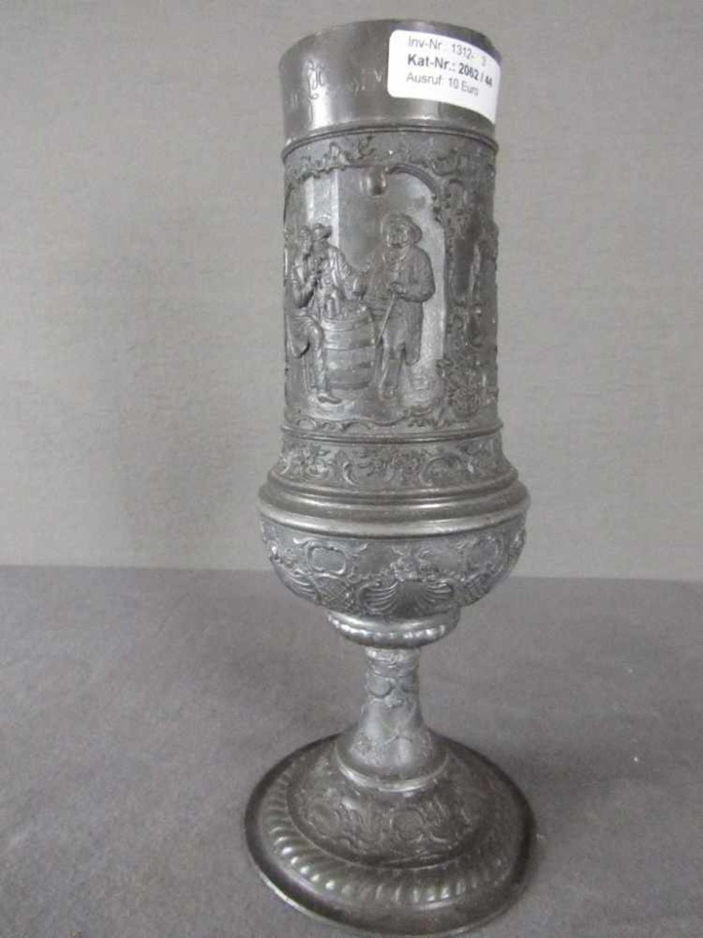 Großer Pokal Metall von 1910 31,5cm hoch<