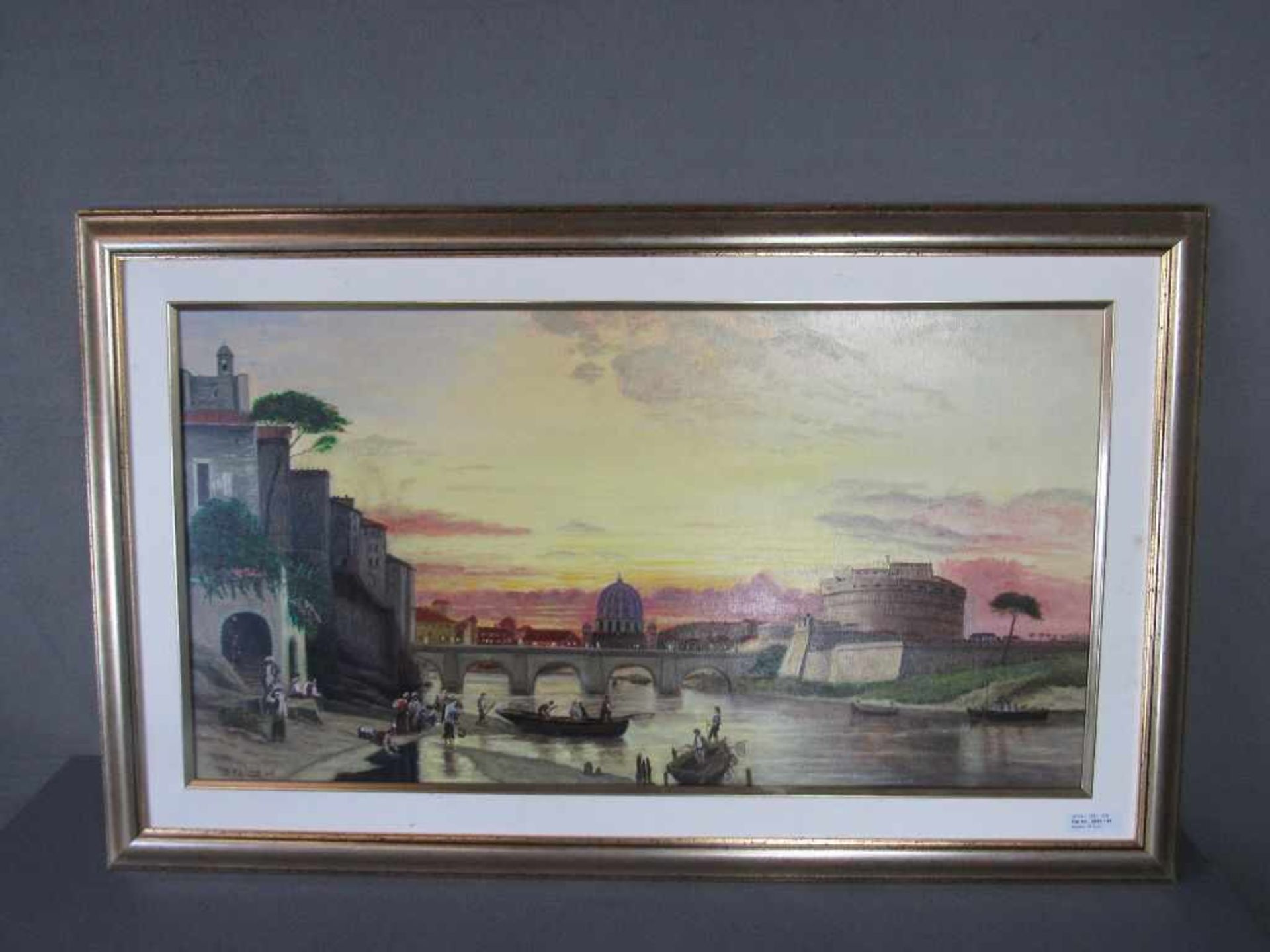 Gemälde italienische Fischerszene Öl auf Pappe linkls signiert F. Faud 100x61cm<b