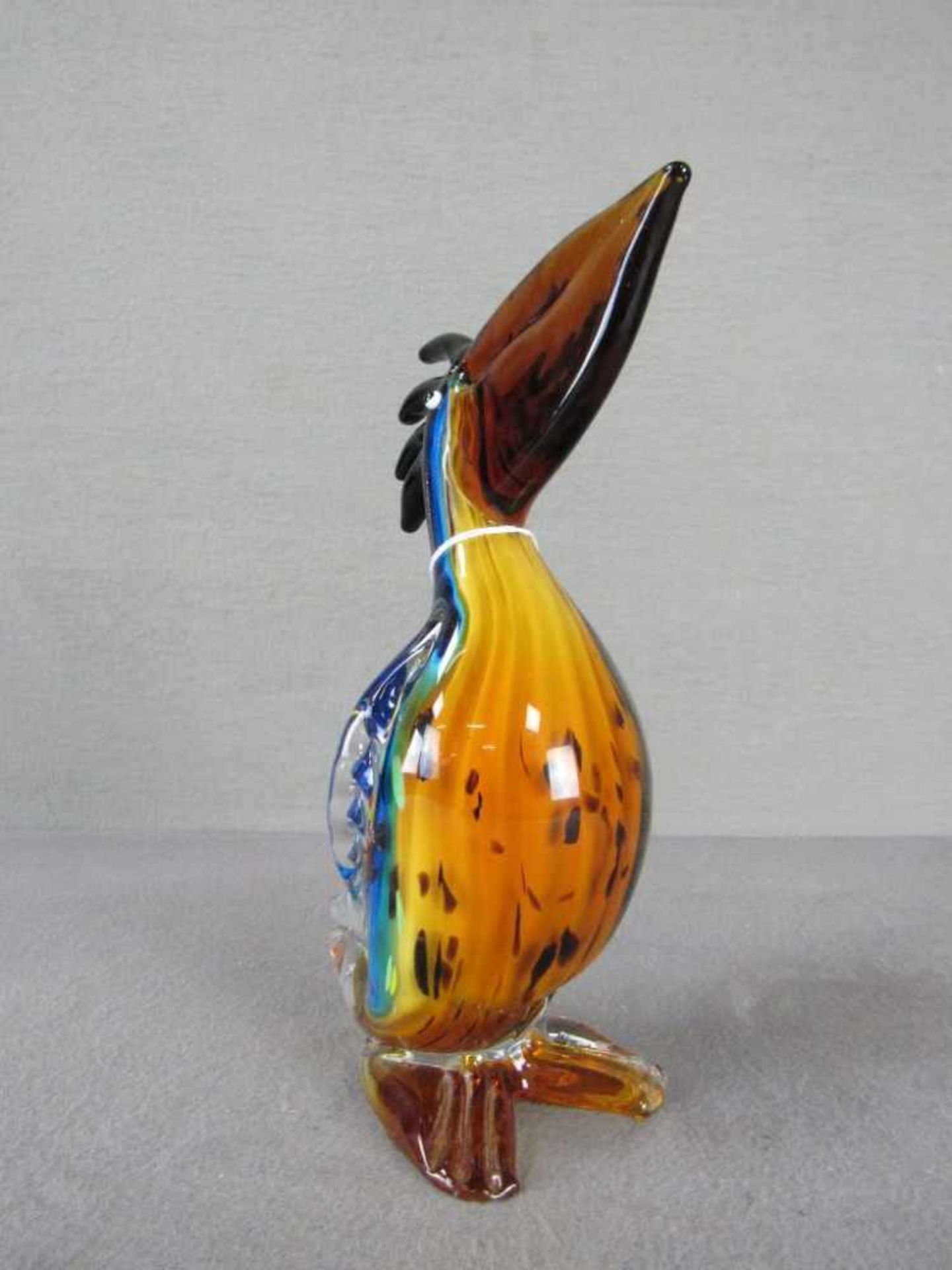 Glasskulptur farbenfroh Pelikan evtl Murano 25,5 cm hoch