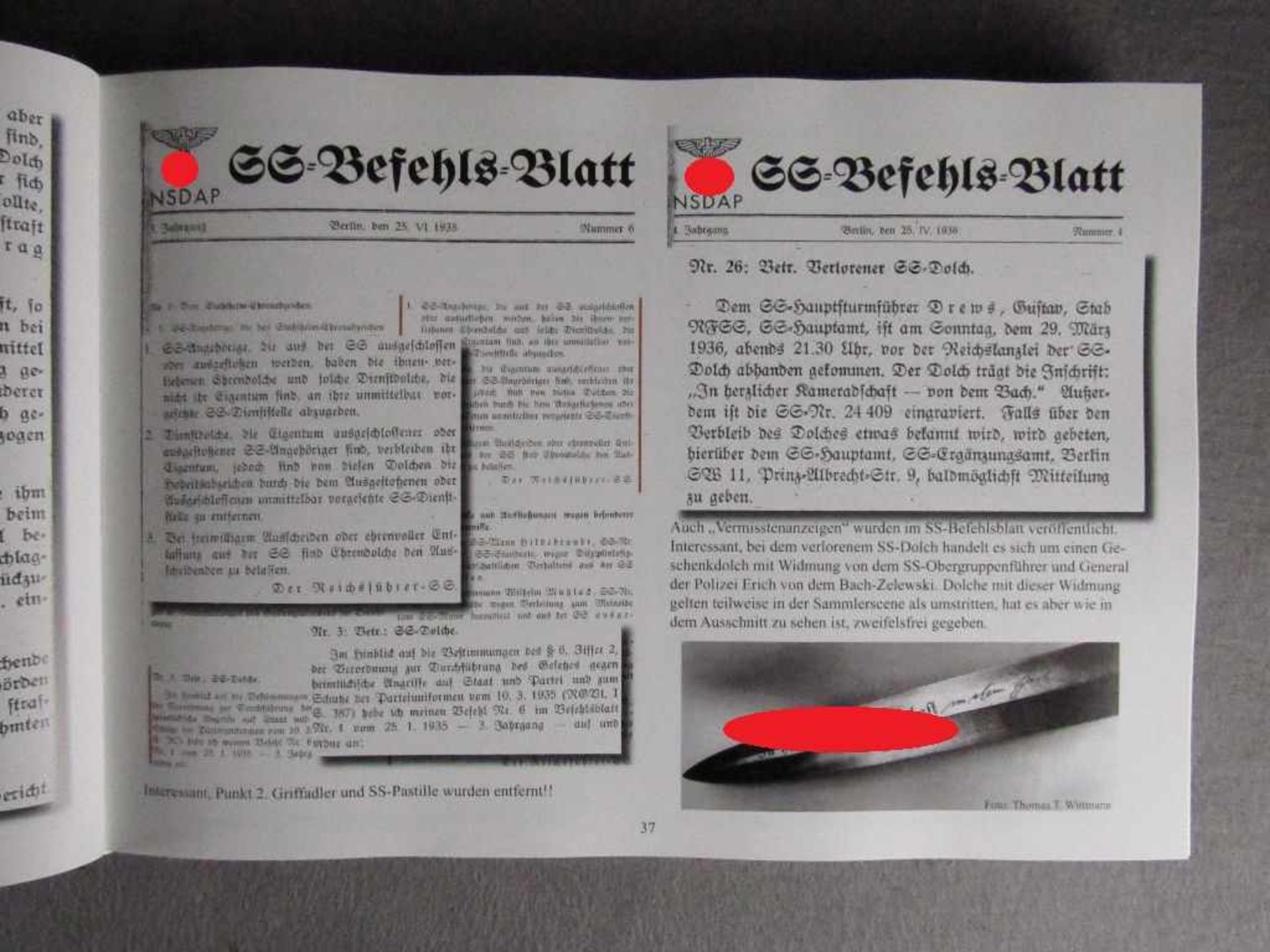 Sehr seltenes Buch Referenzbuch zur Bestimmung der Dienstdolche für SS ein Muss für jeden Sammler<b - Image 3 of 7