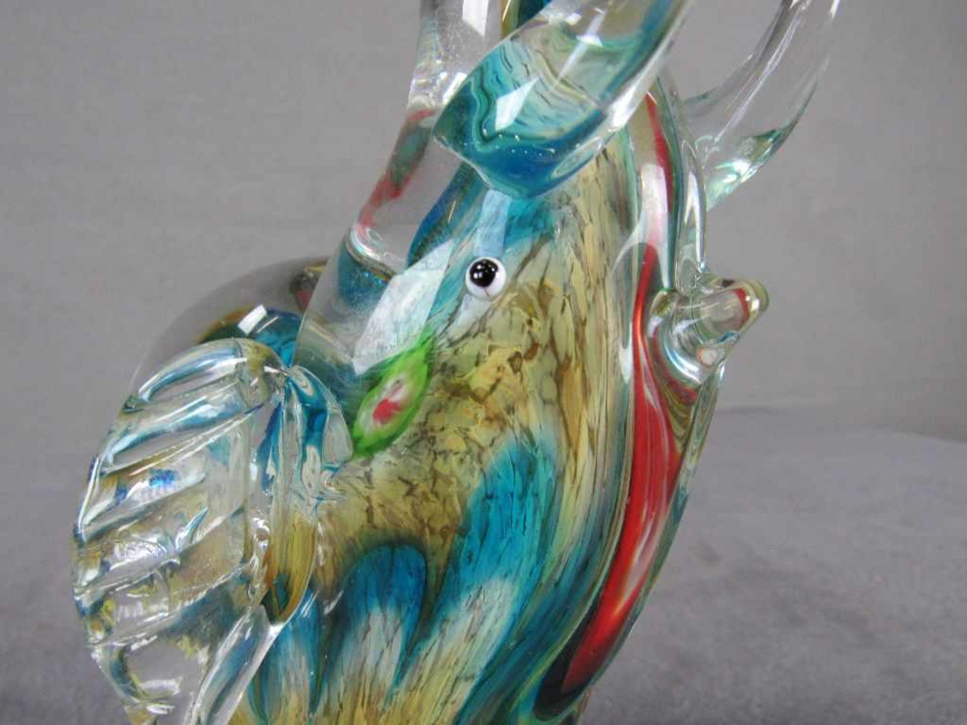 Glasskulptur Elefant evtl. Murano farbliche Einschmelzungen 32cm hoch - Image 6 of 6