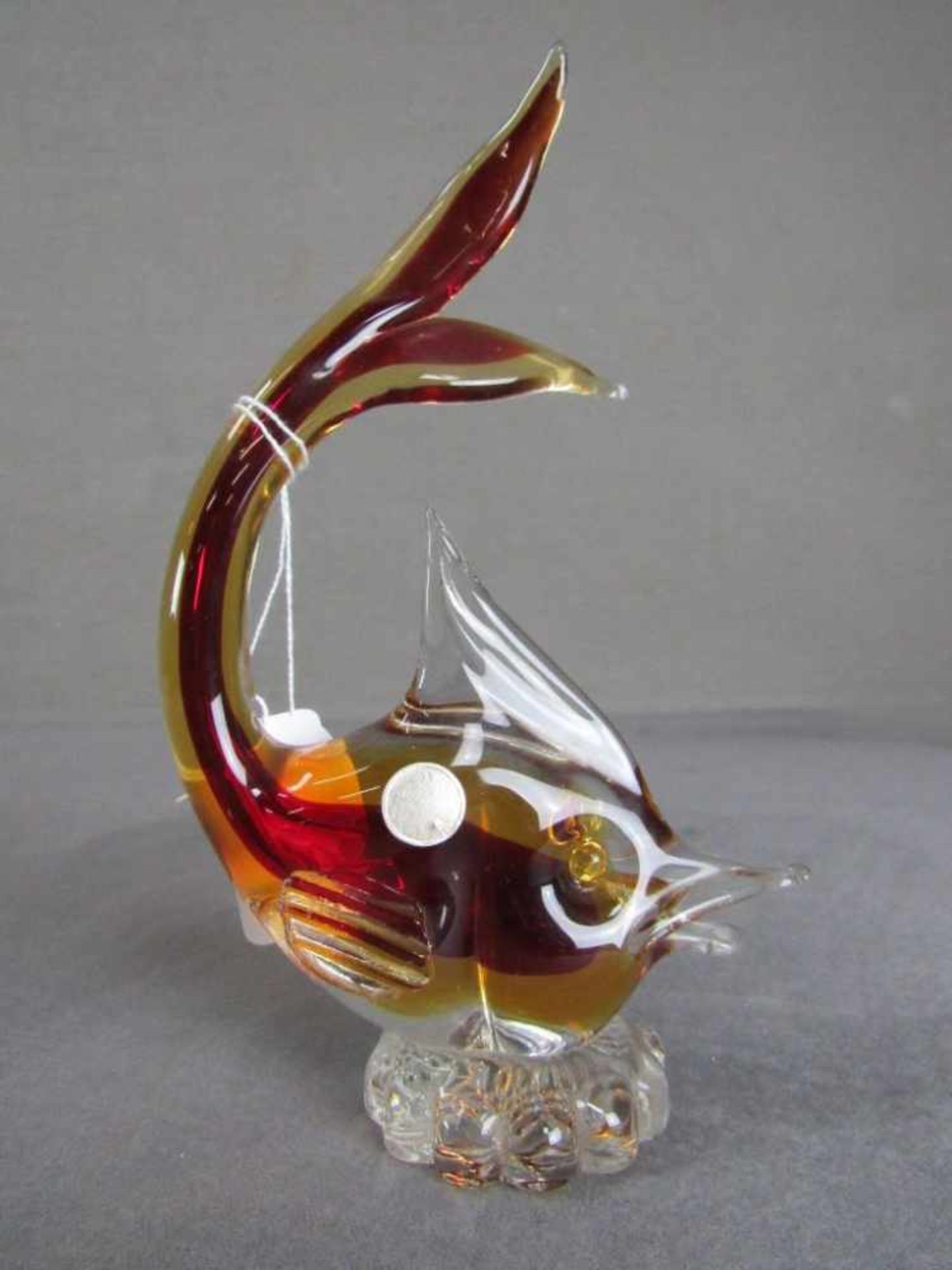 Glasskulptur Murano gelabelt Fisch 22cm hoch