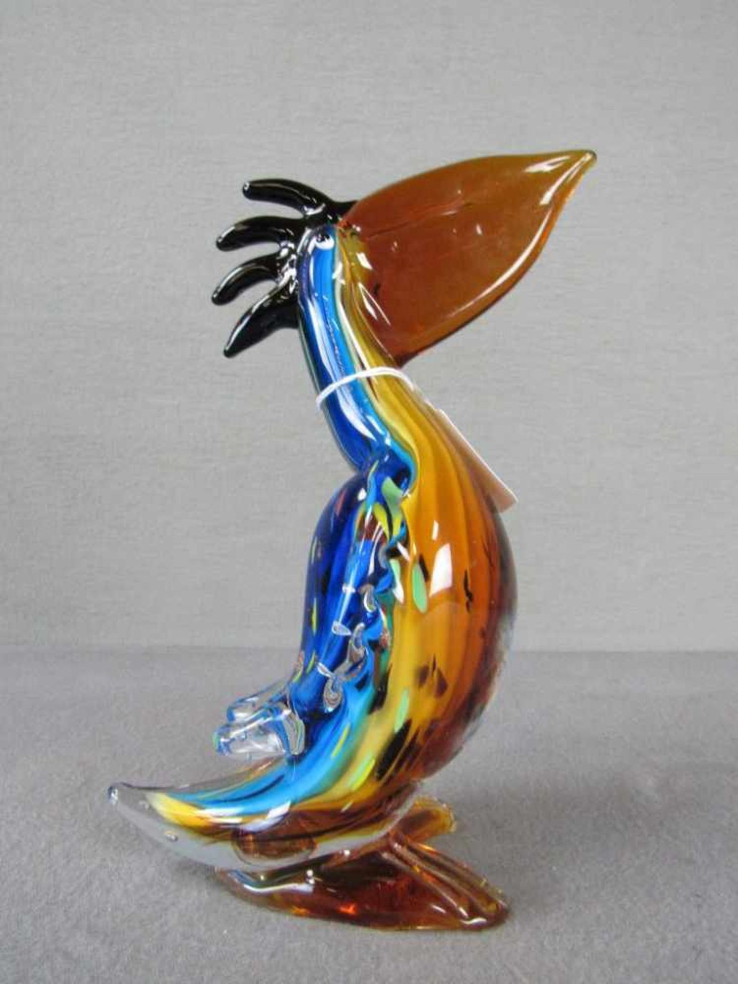 Glasskulptur farbenfroh Pelikan evtl Murano 25,5 cm hoch - Bild 3 aus 5