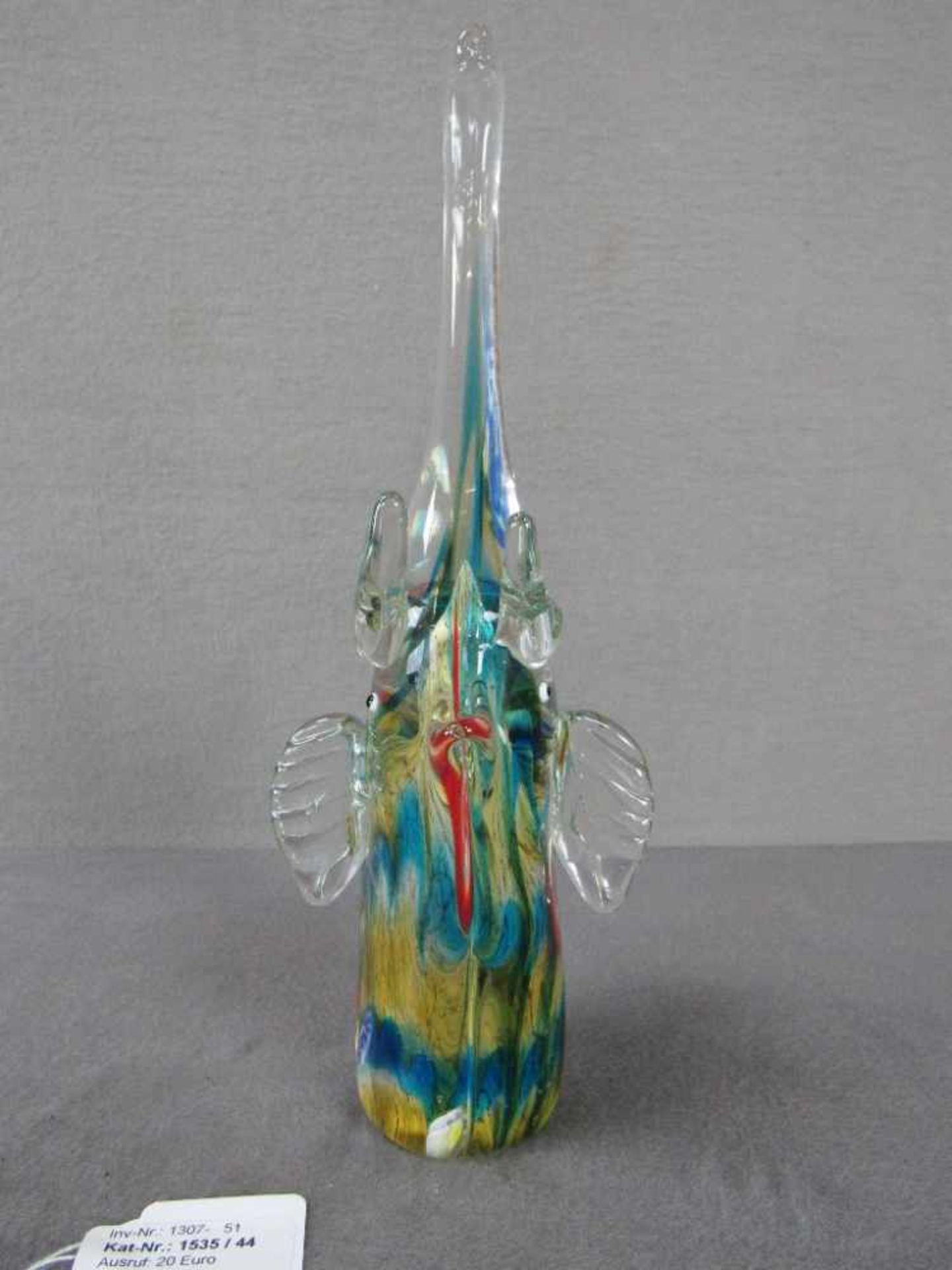 Glasskulptur Elefant evtl. Murano farbliche Einschmelzungen 32cm hoch