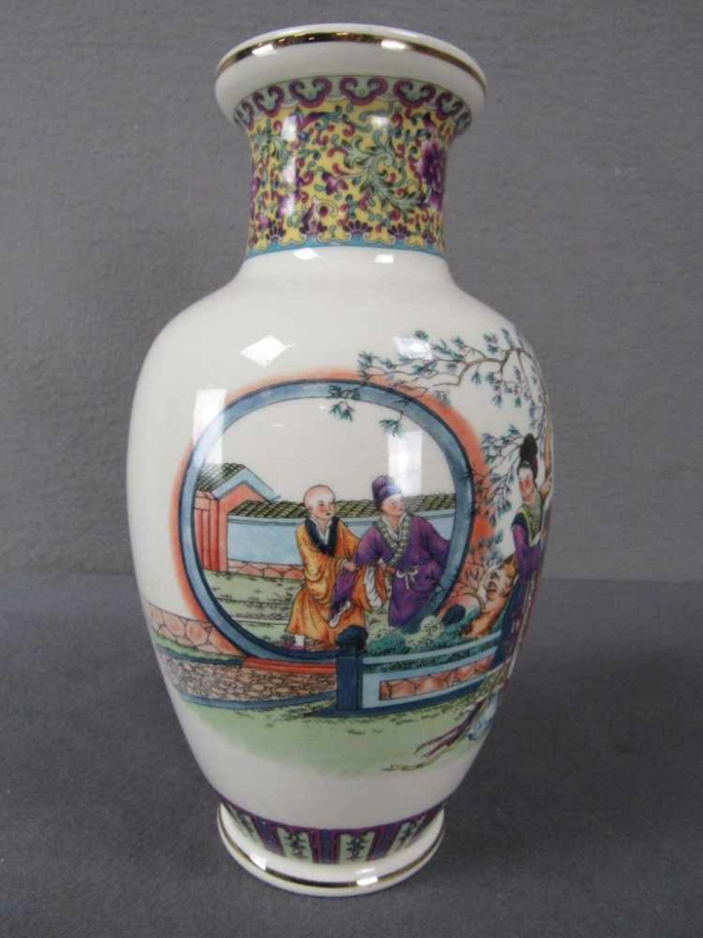 Vase asiatisch Keramik 26cm hoch gemarkt - Bild 2 aus 4