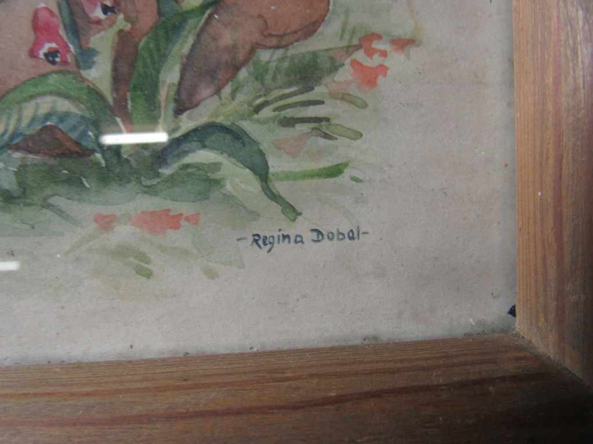 Kleines Aquarell um 1920 signiert Regina Dobel 20x26cm - Bild 3 aus 5