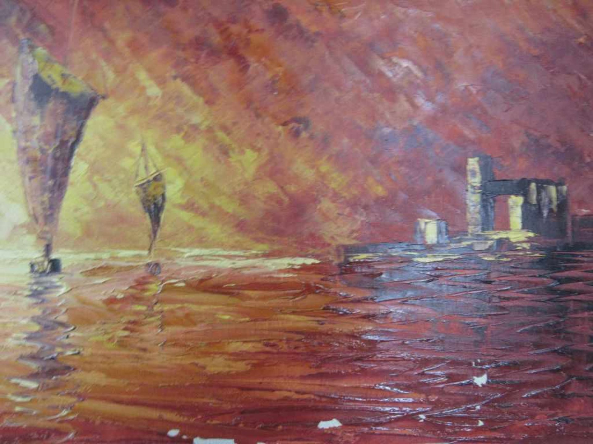 Ölbild Öl auf Leinand signiert Zimmermann ca.100x35cm - Bild 3 aus 3