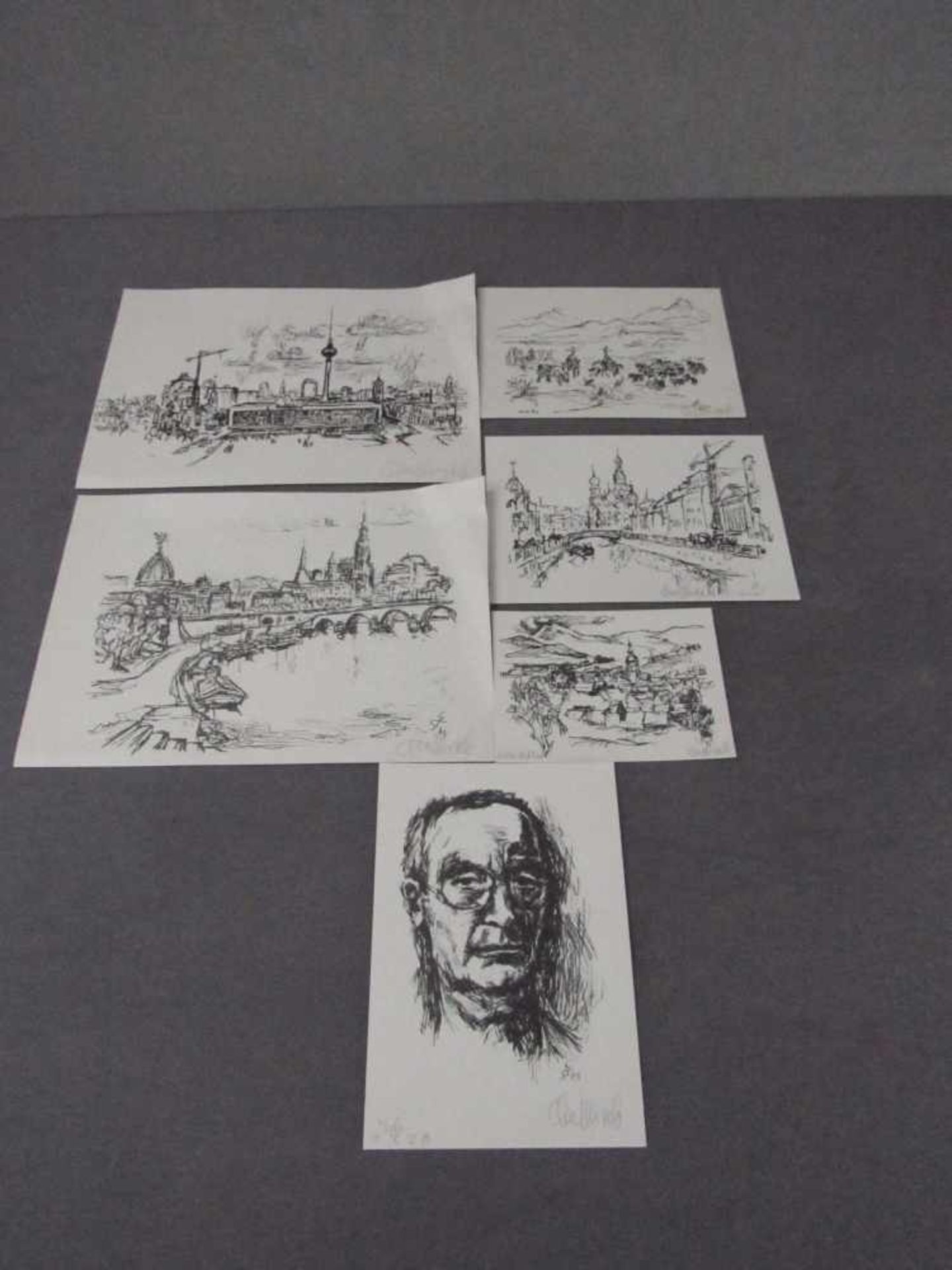 Stengel, Gerhard. (1915 Leipzig - 2001 Dresden) 6 Grafiken, alle von ihm im Original mit Bleistift