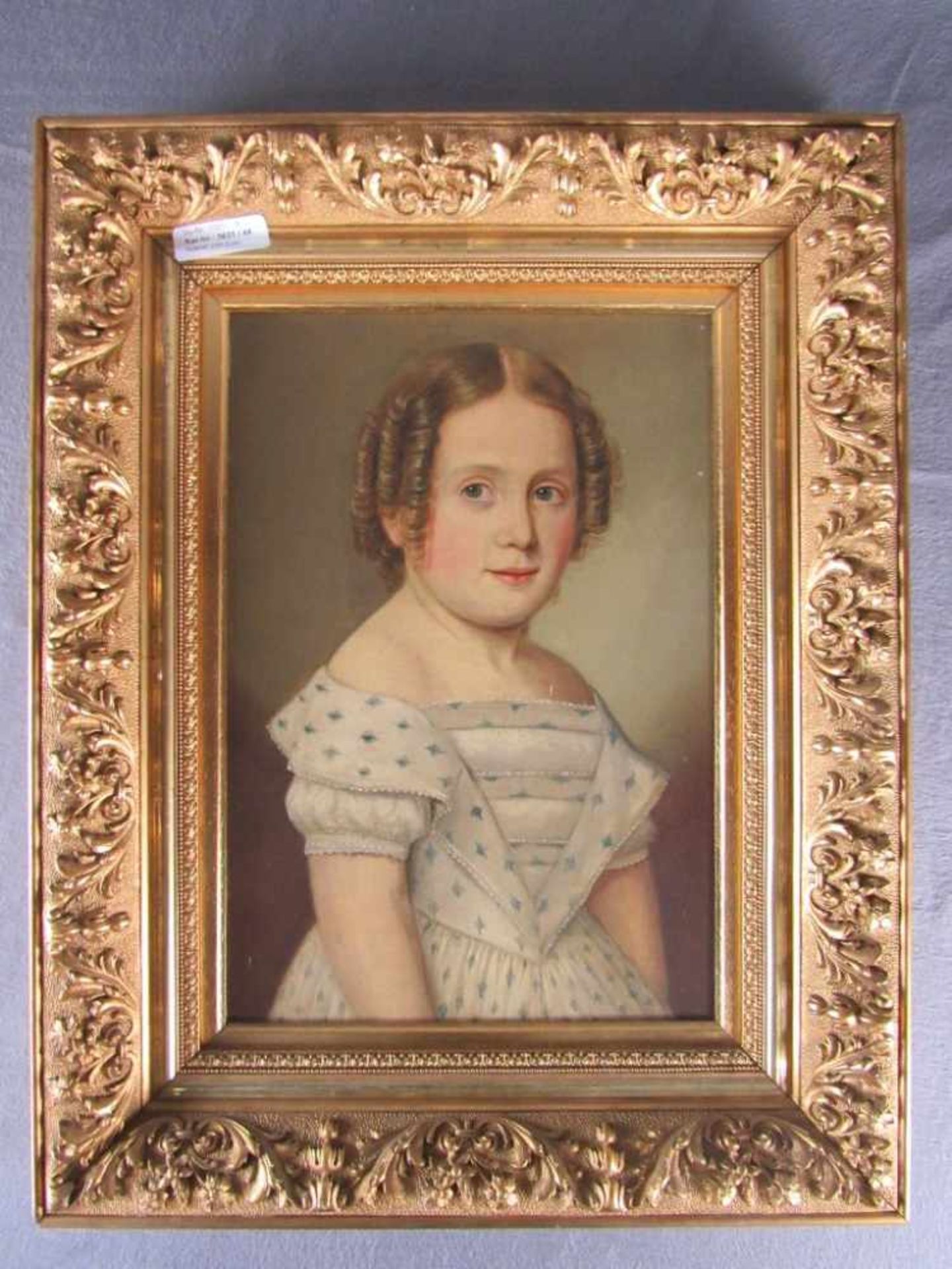 Ölgemälde Öl auf Leinwand diese aufgezogen Biedermeier um 1850 Darstellung eines jungen Mädchens - Bild 2 aus 5