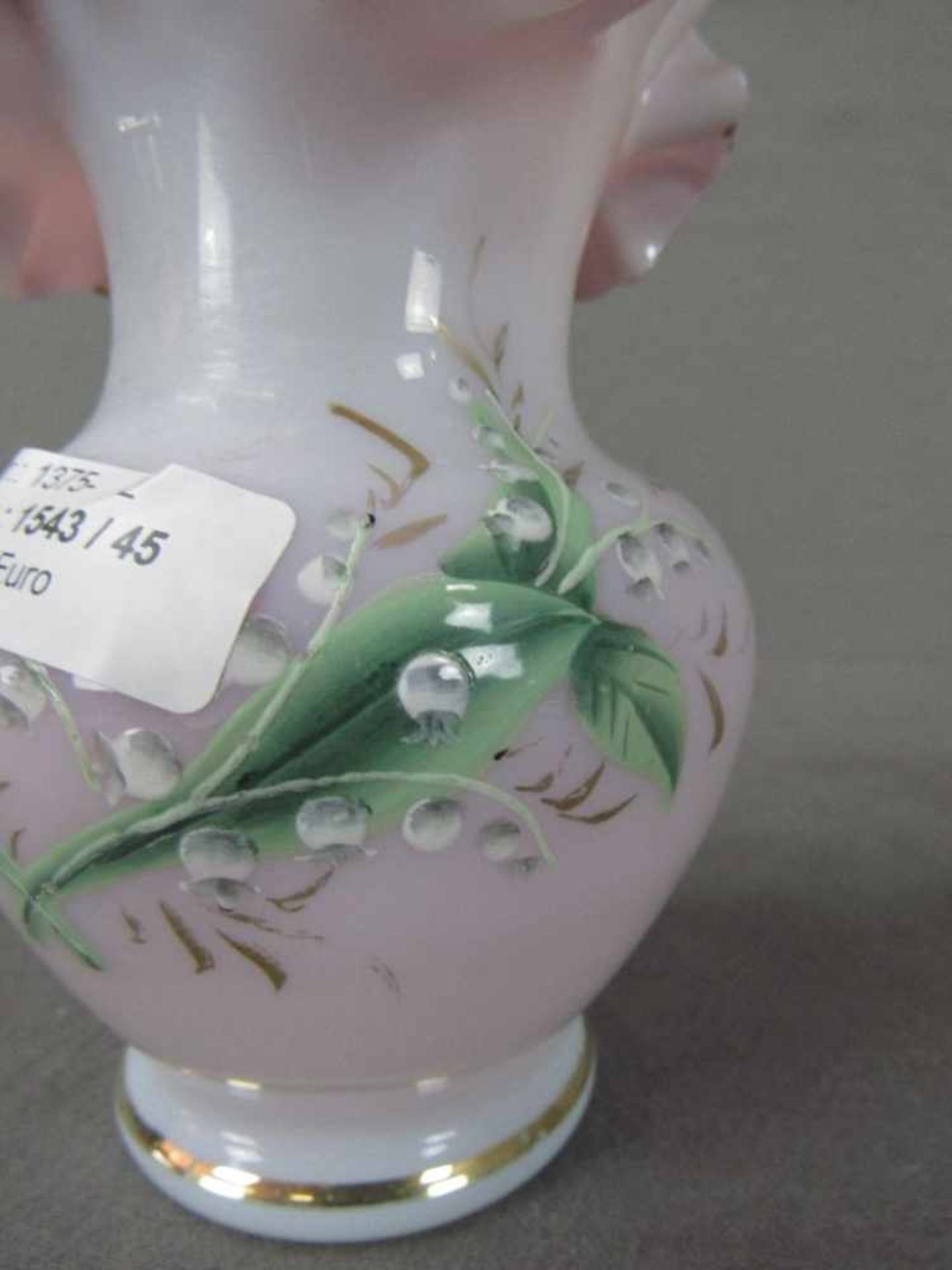 Vase Überfang Glas handbemalt Höhe:14cm - Bild 4 aus 4