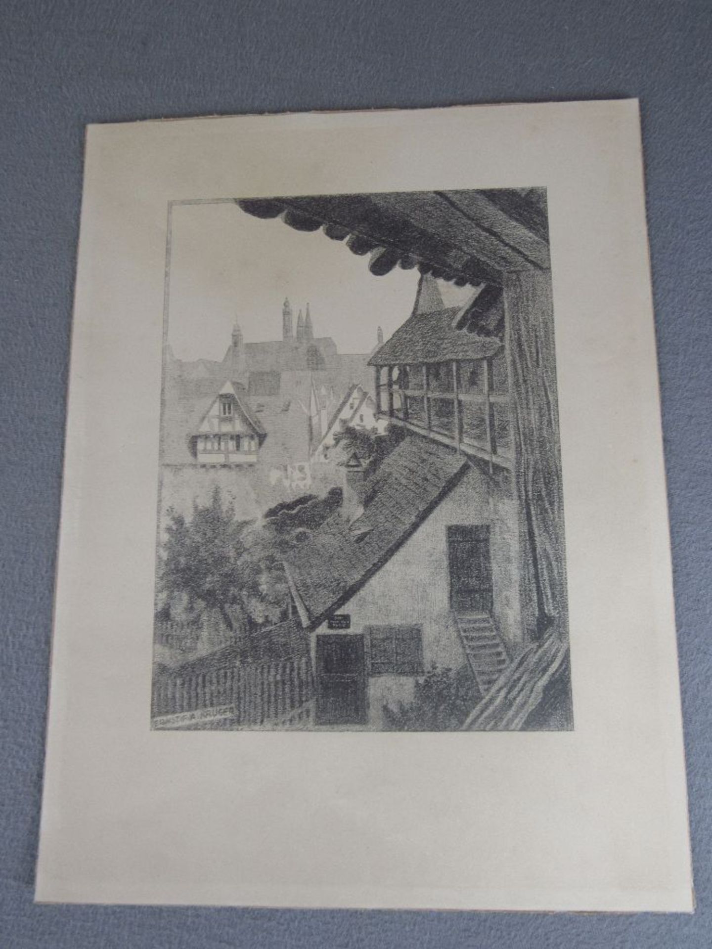 Zeichnung von Ernst F.A. Krüger in der Platte signiert Blattmaß:40x30cm - Bild 5 aus 6