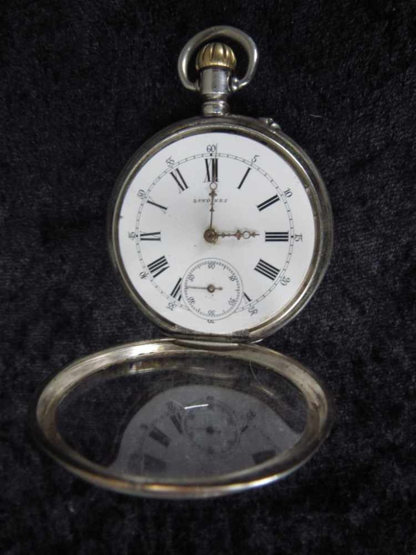 Antike Taschenuhr Longines Silber Paris ca.1889 Januar 2020 Werk komplett überholt mit Rechnung - Bild 4 aus 7