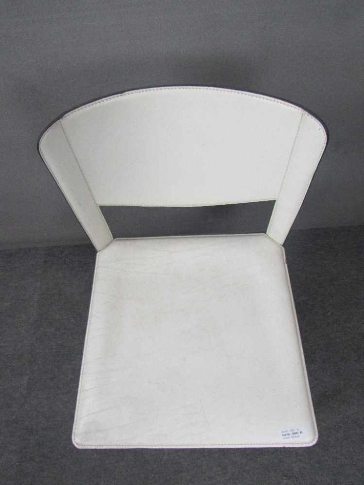 Designerstuhl vintage weißes Leder Hersteller Matteo Grassi unterseits gelabelt - Bild 3 aus 4